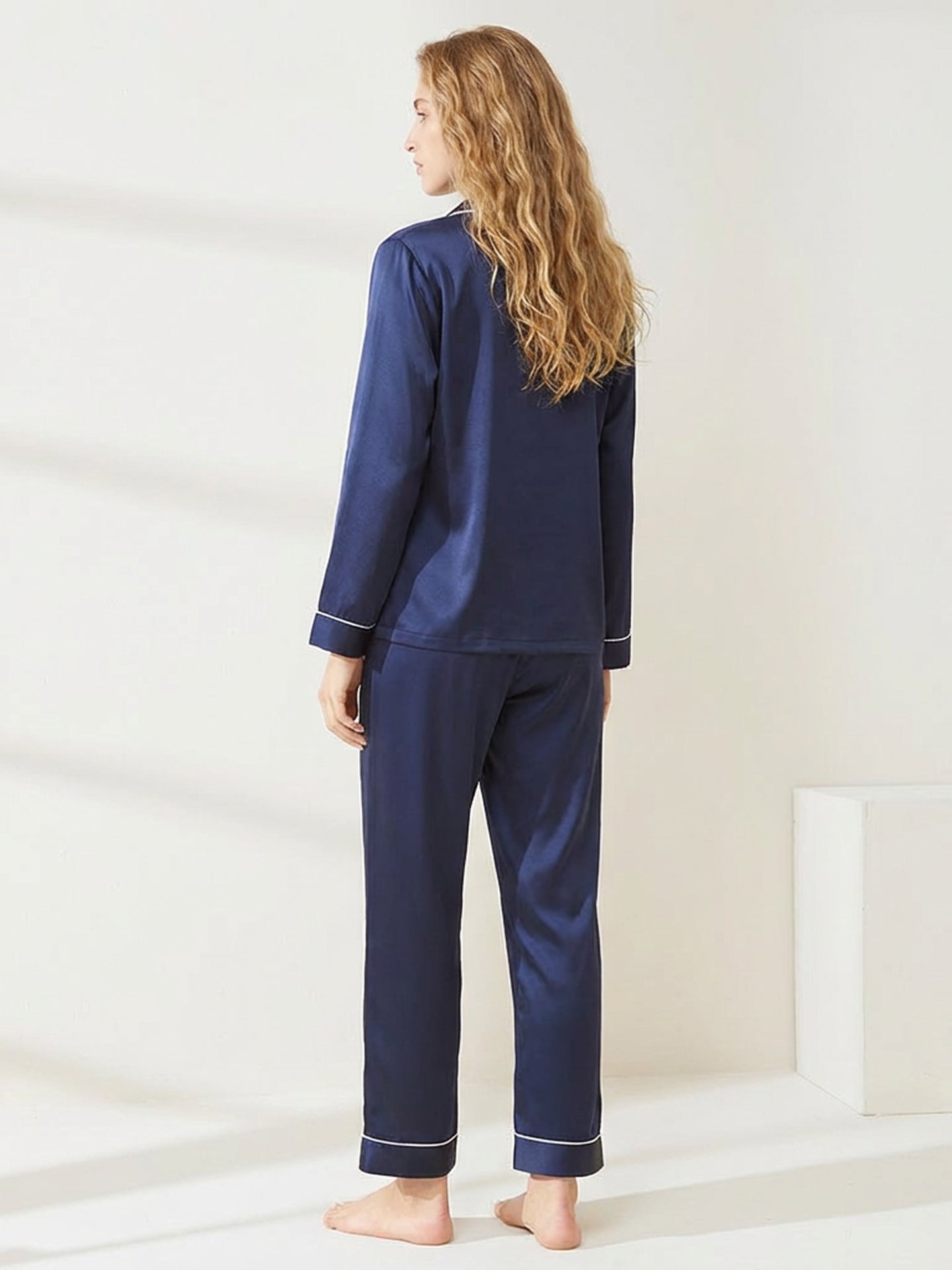 Ultimate 22 Momme Silk Pajamas#color_Navy