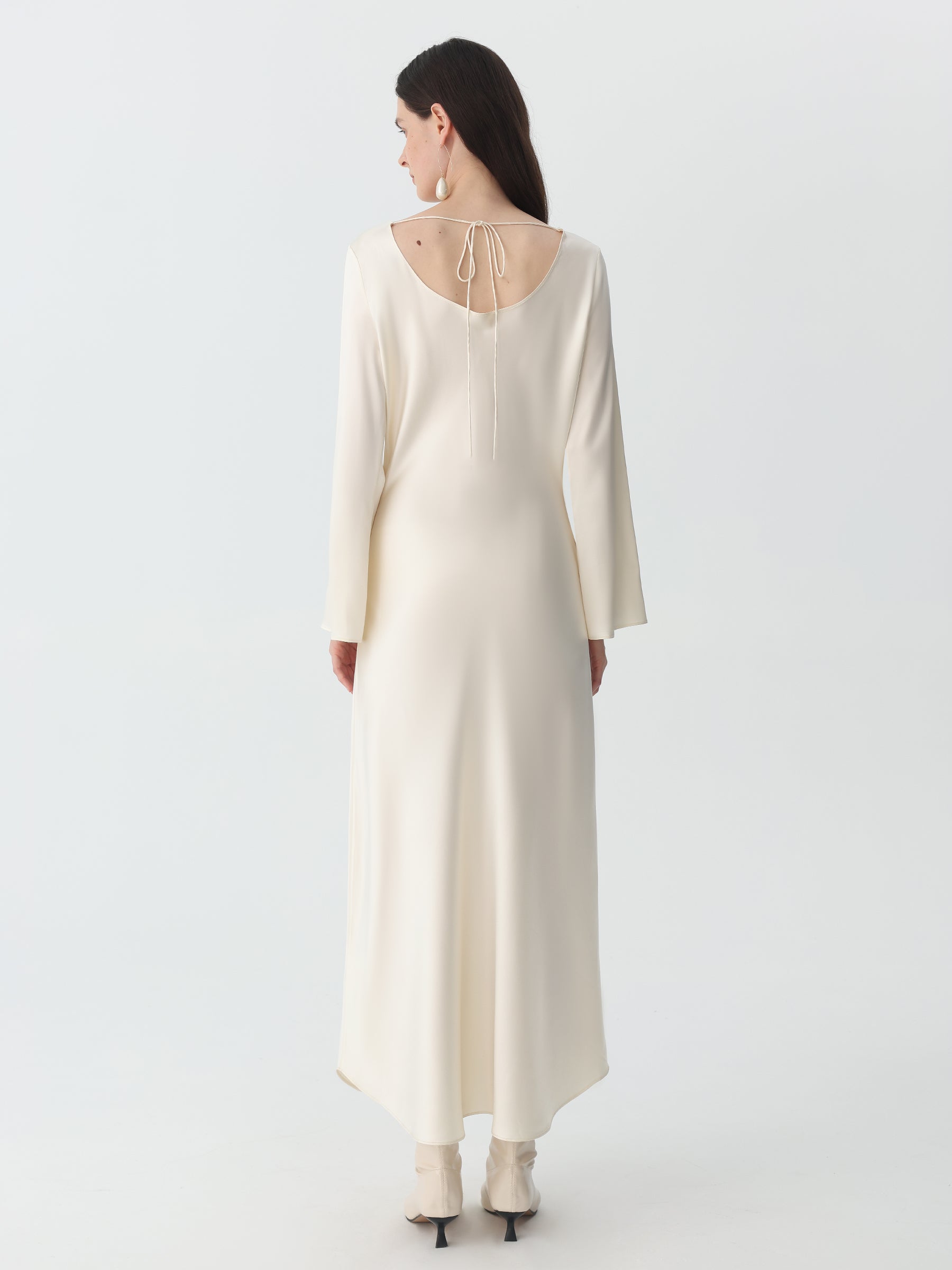 Women's Cowl Maxi Dress #color_Ivory White