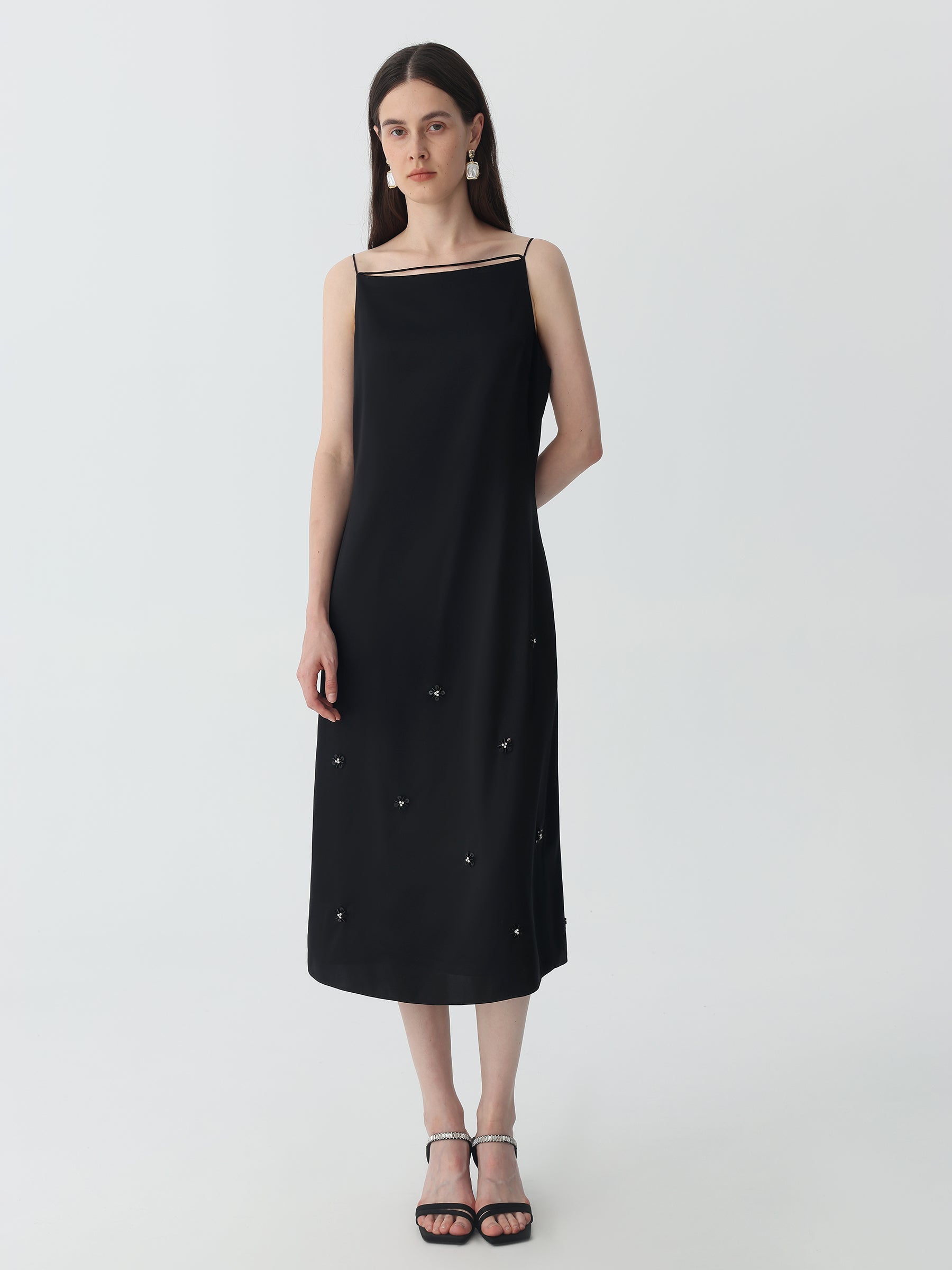 Beaded Midi Dress in Silk