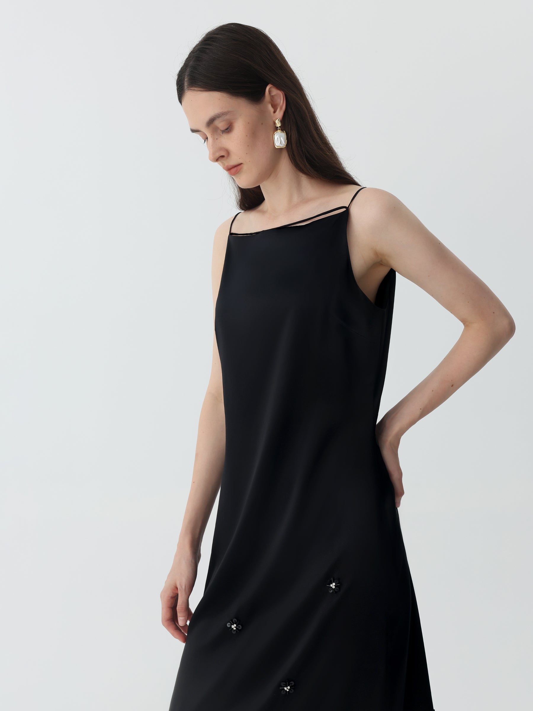 Beaded Midi Dress in Silk