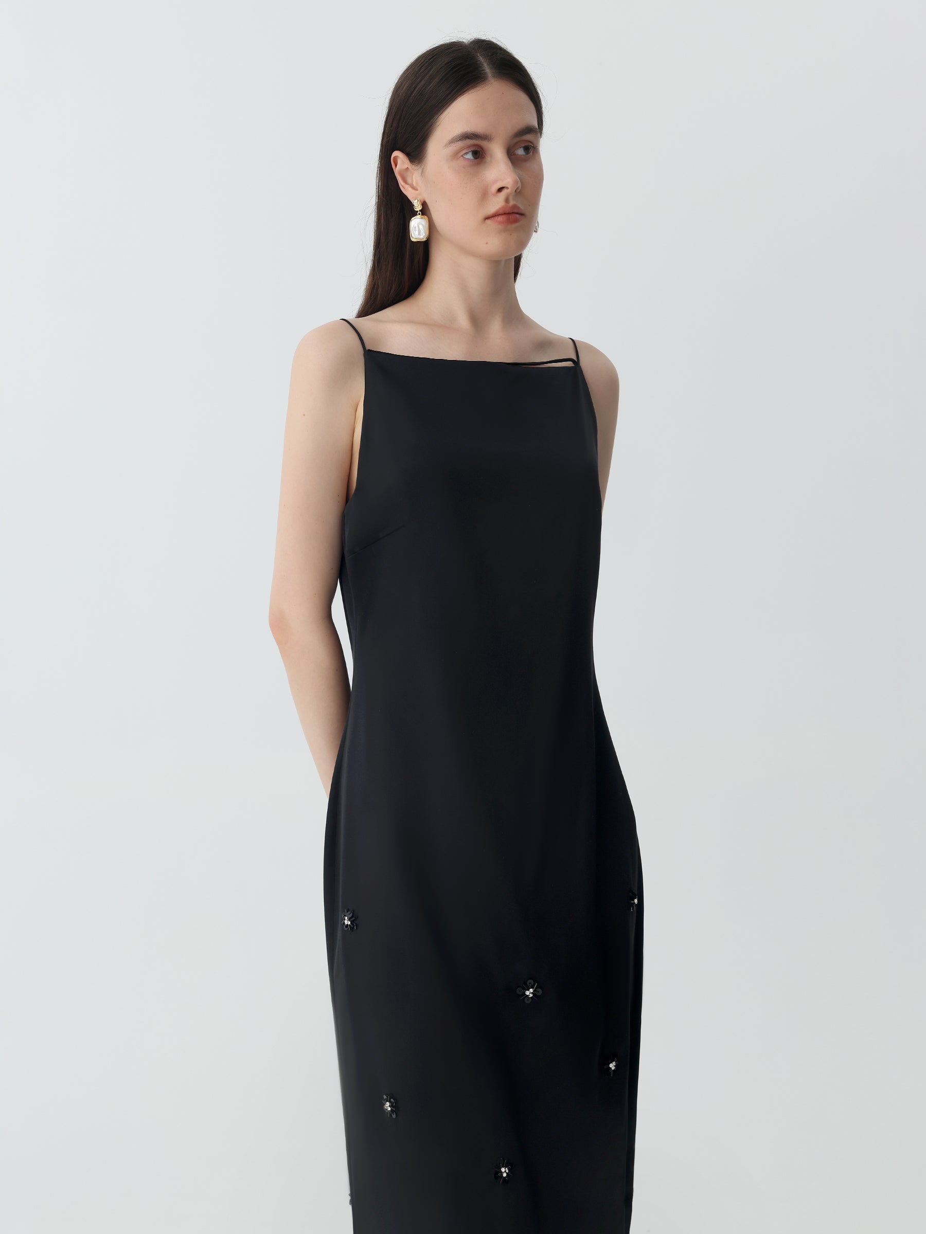 Beaded Midi Dress in Silk
