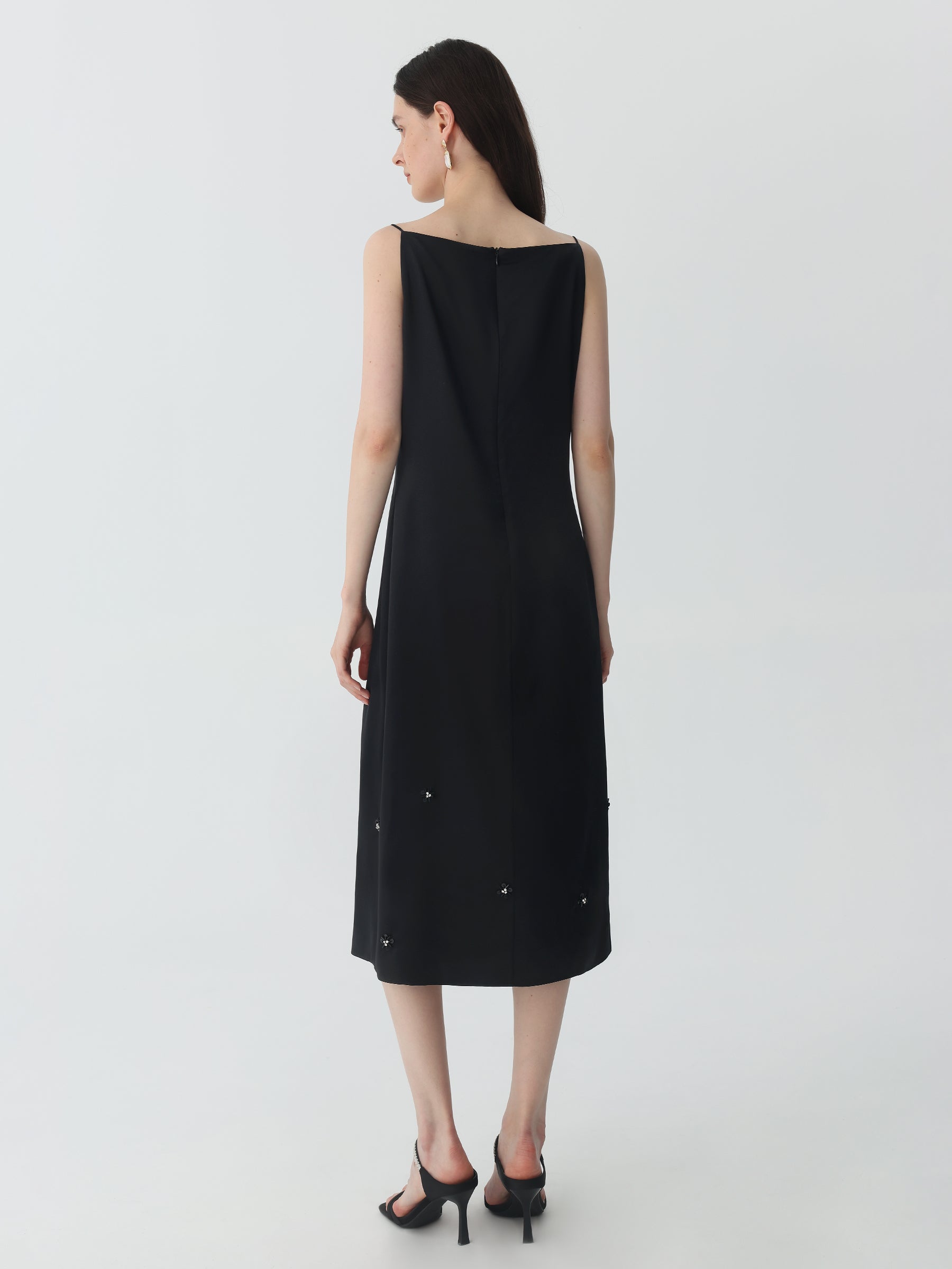 Beaded Midi Dress in Silk