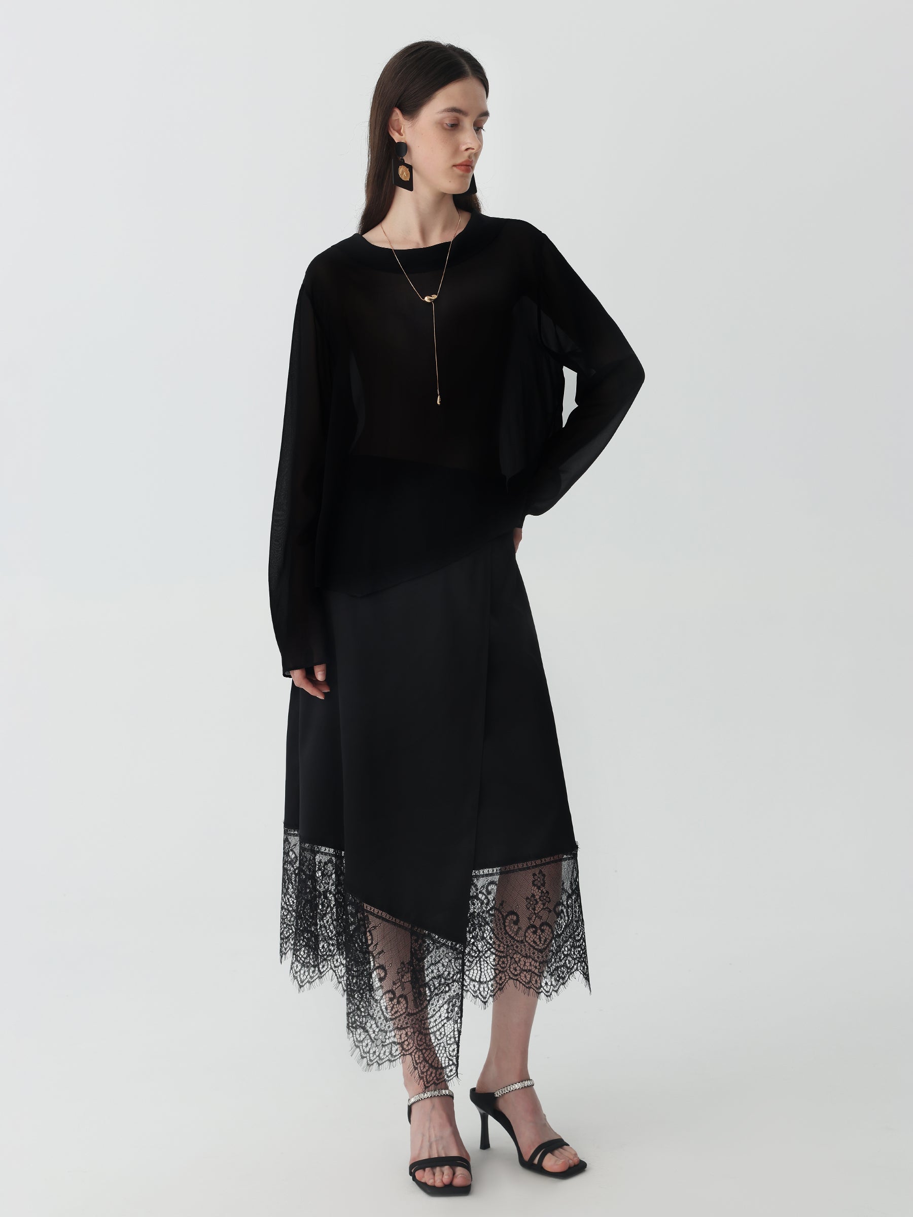 The Sheer Silk Shirt #color_Black