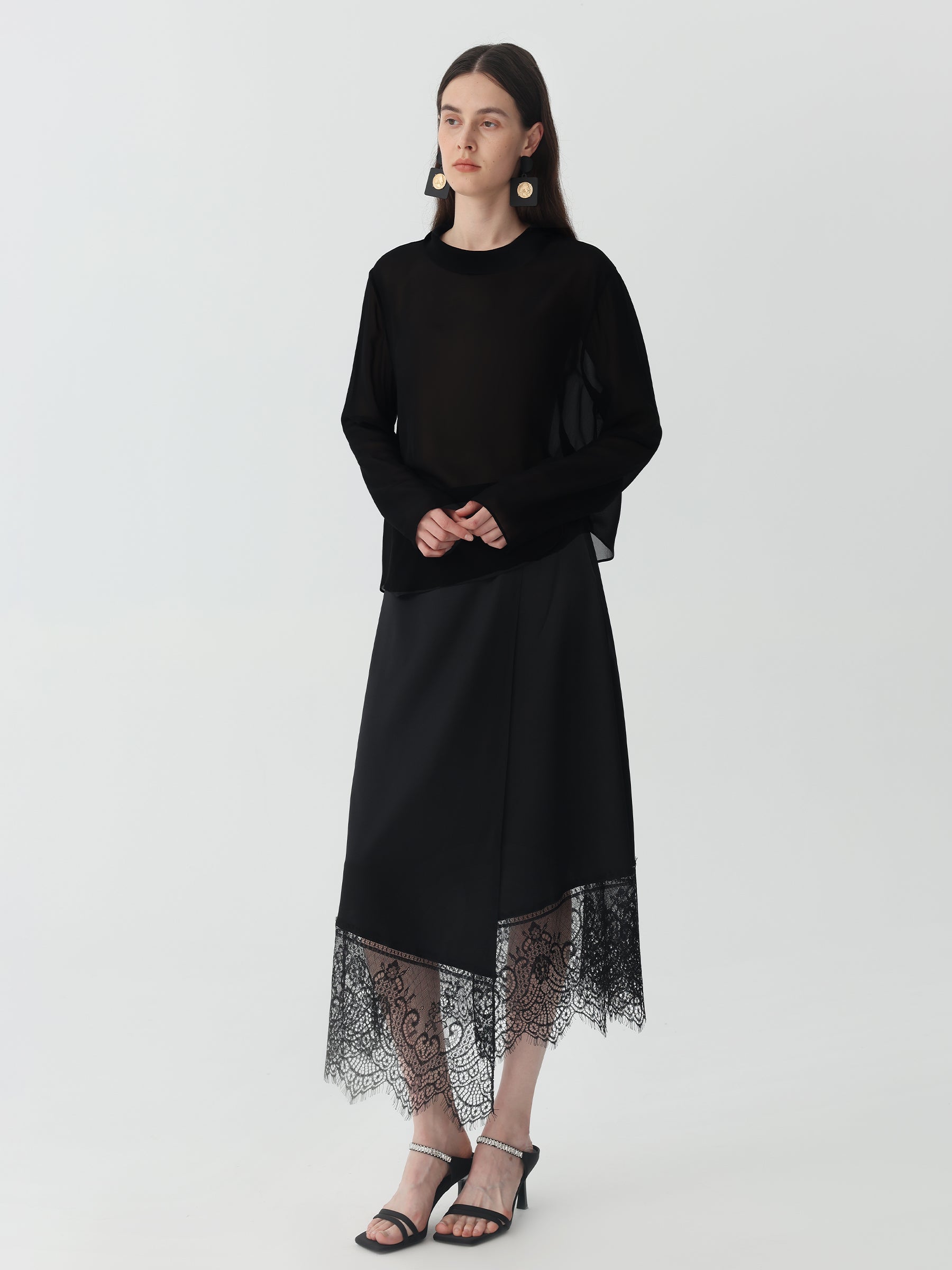 The Sheer Silk Shirt #color_Black