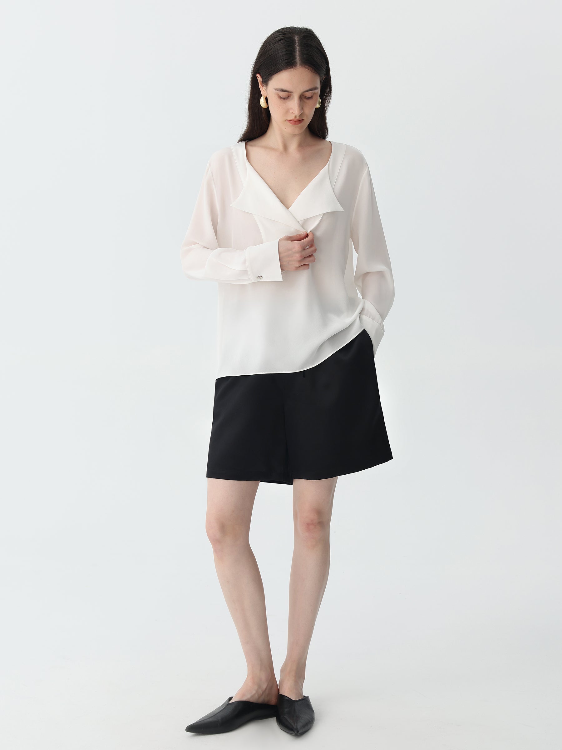 Sheer Pullover Top #color_White