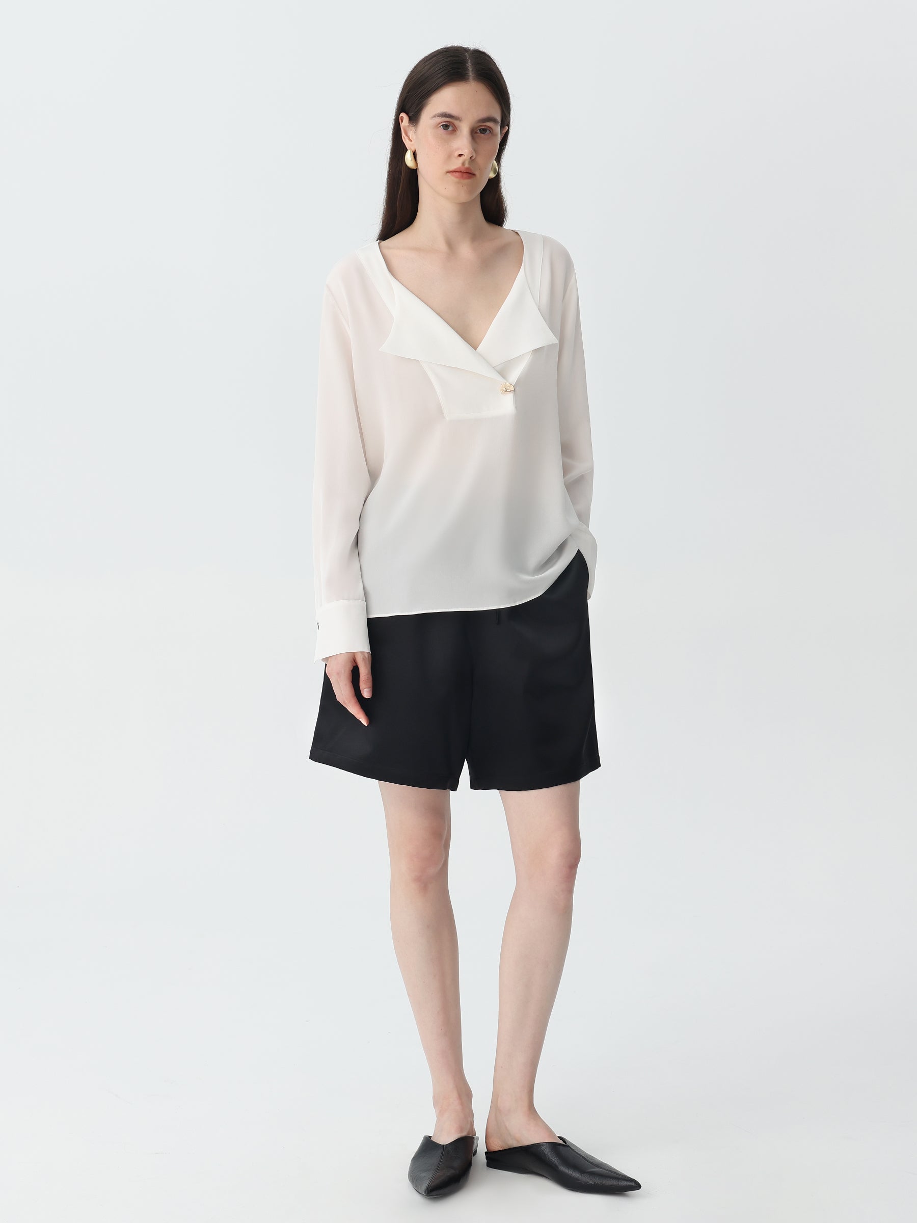 Sheer Pullover Top #color_White