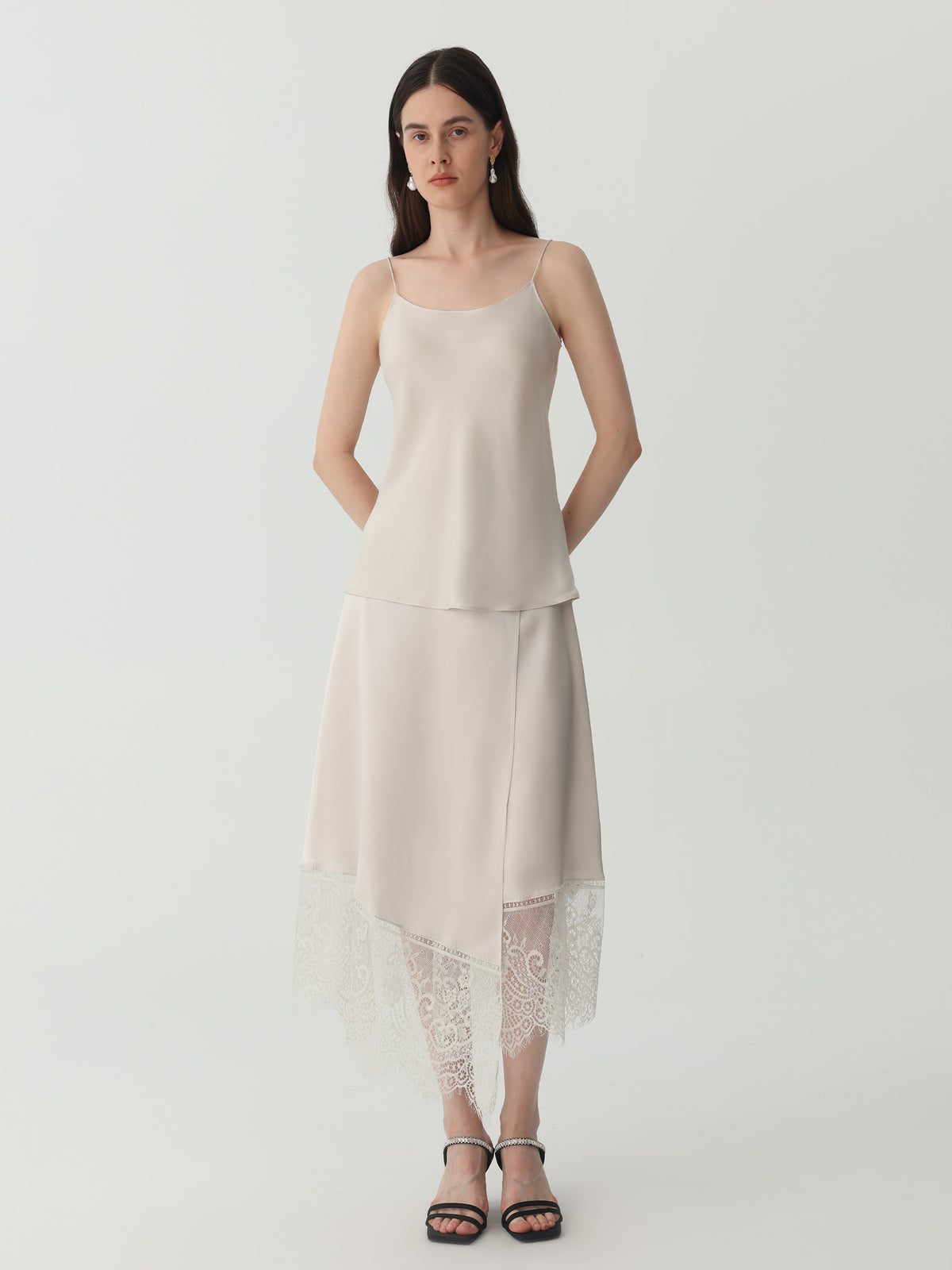 Womens Silk Camisole #color_Soft Gray White