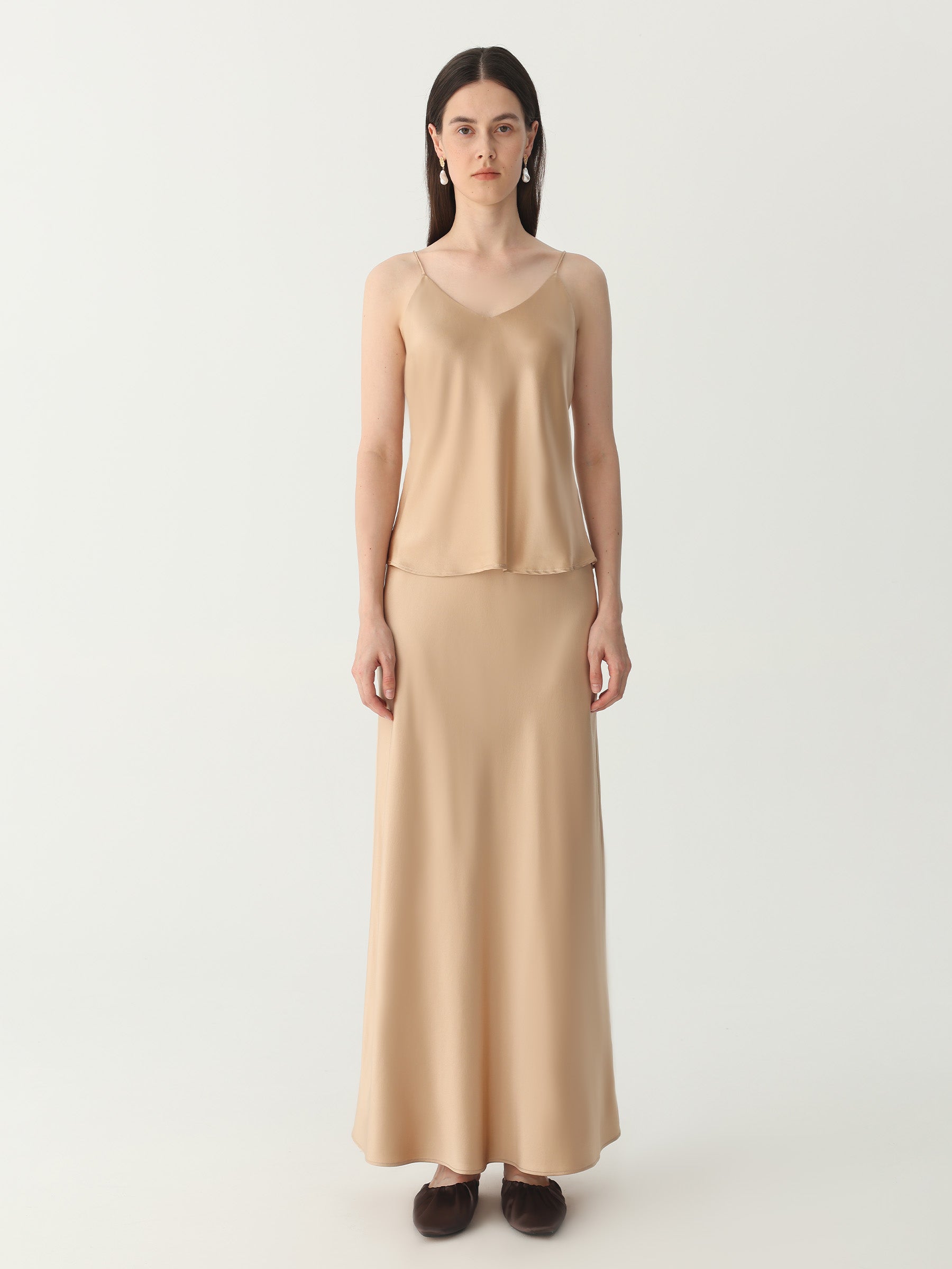 Classic V Neck Camisole Sets #color_Light Gold