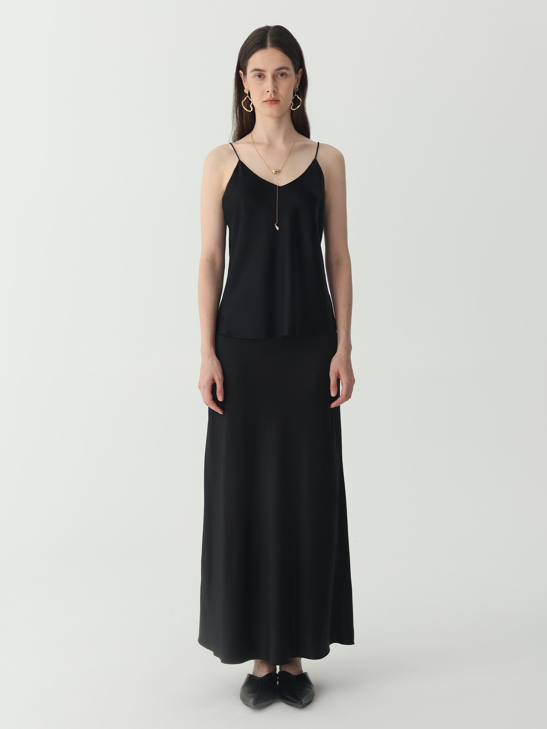 Classic V Neck Camisole Sets #color_Black