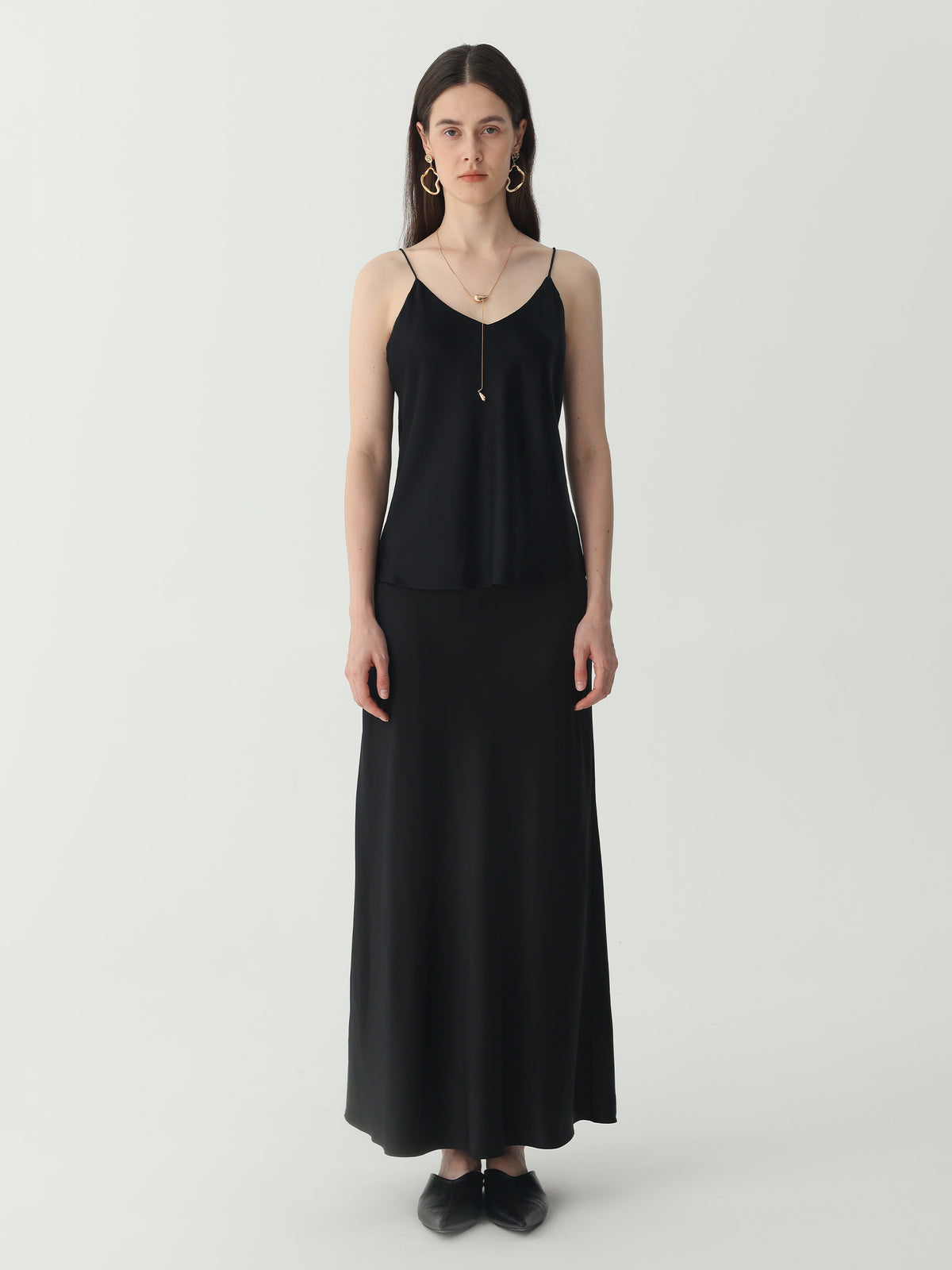 Classic V Neck Camisole Sets #color_Black