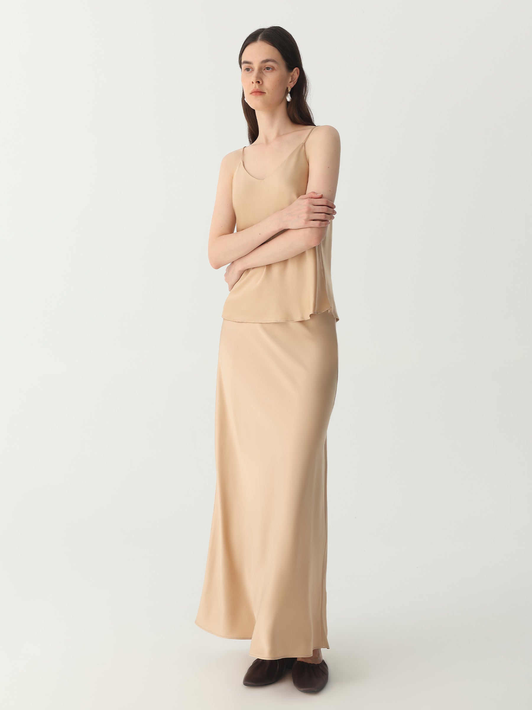 Classic V Neck Camisole Sets #color_Light Gold