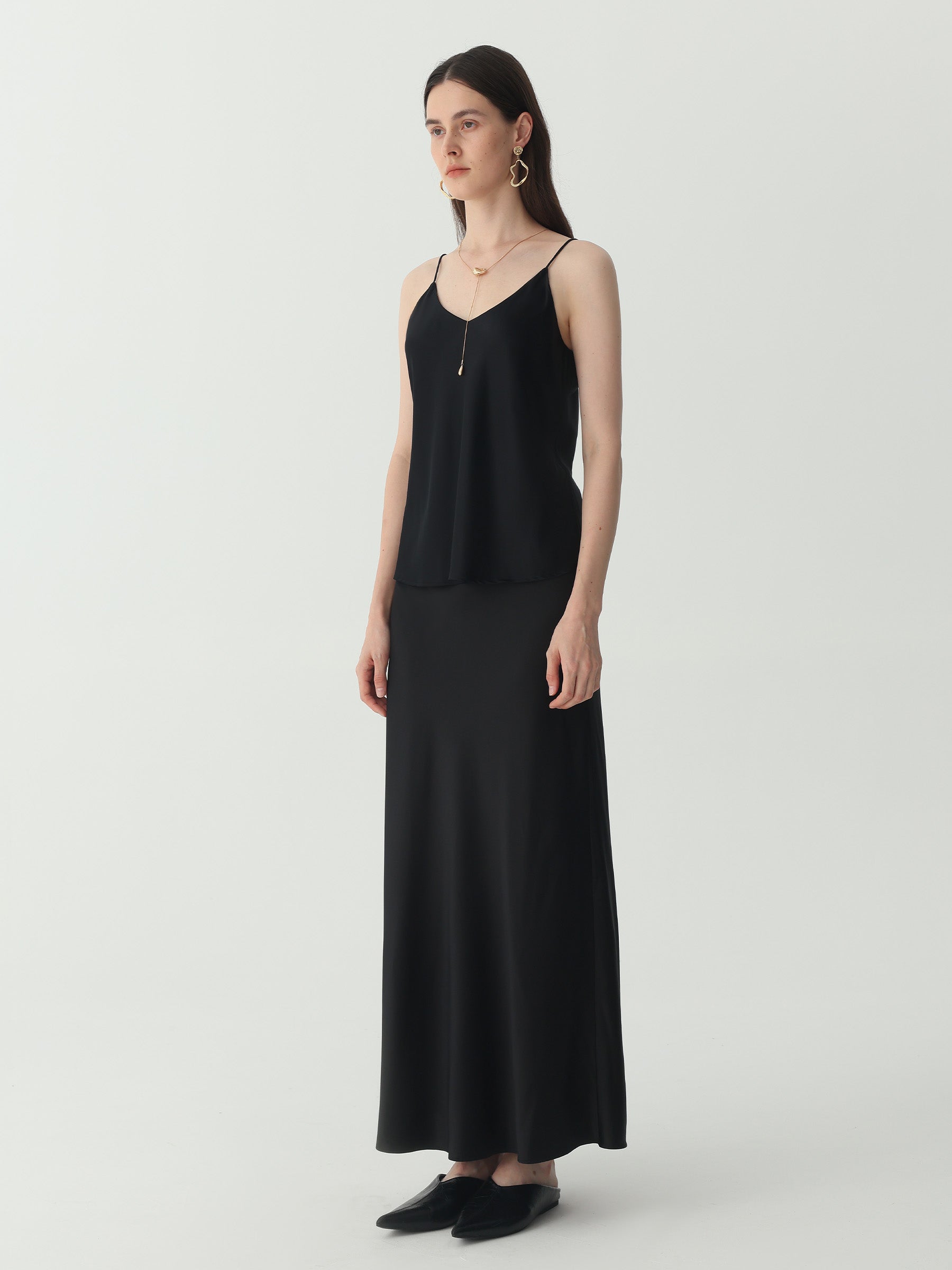 Classic V Neck Camisole Sets #color_Black