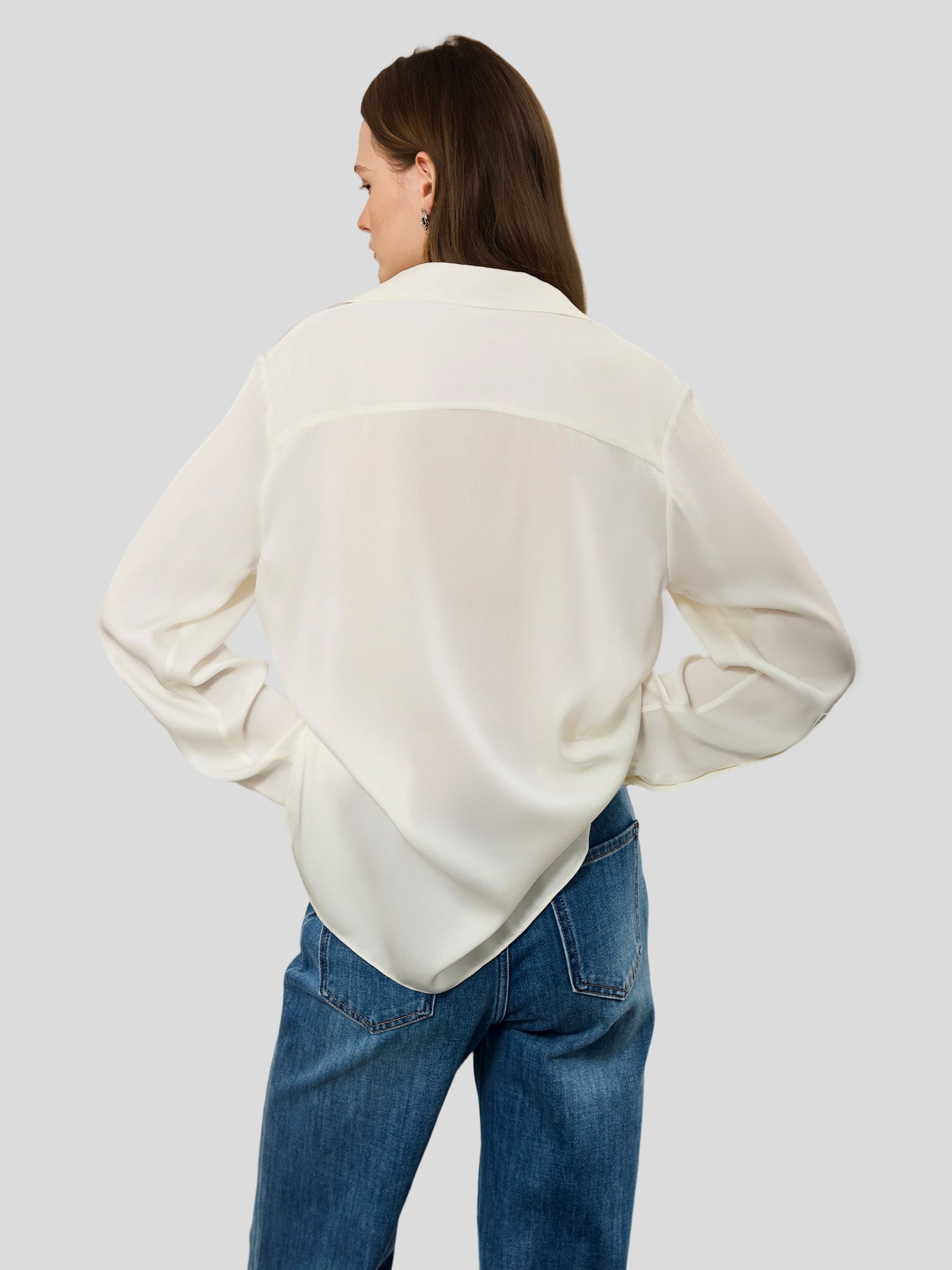 Concealed Placket Shirt in Silk #color_White