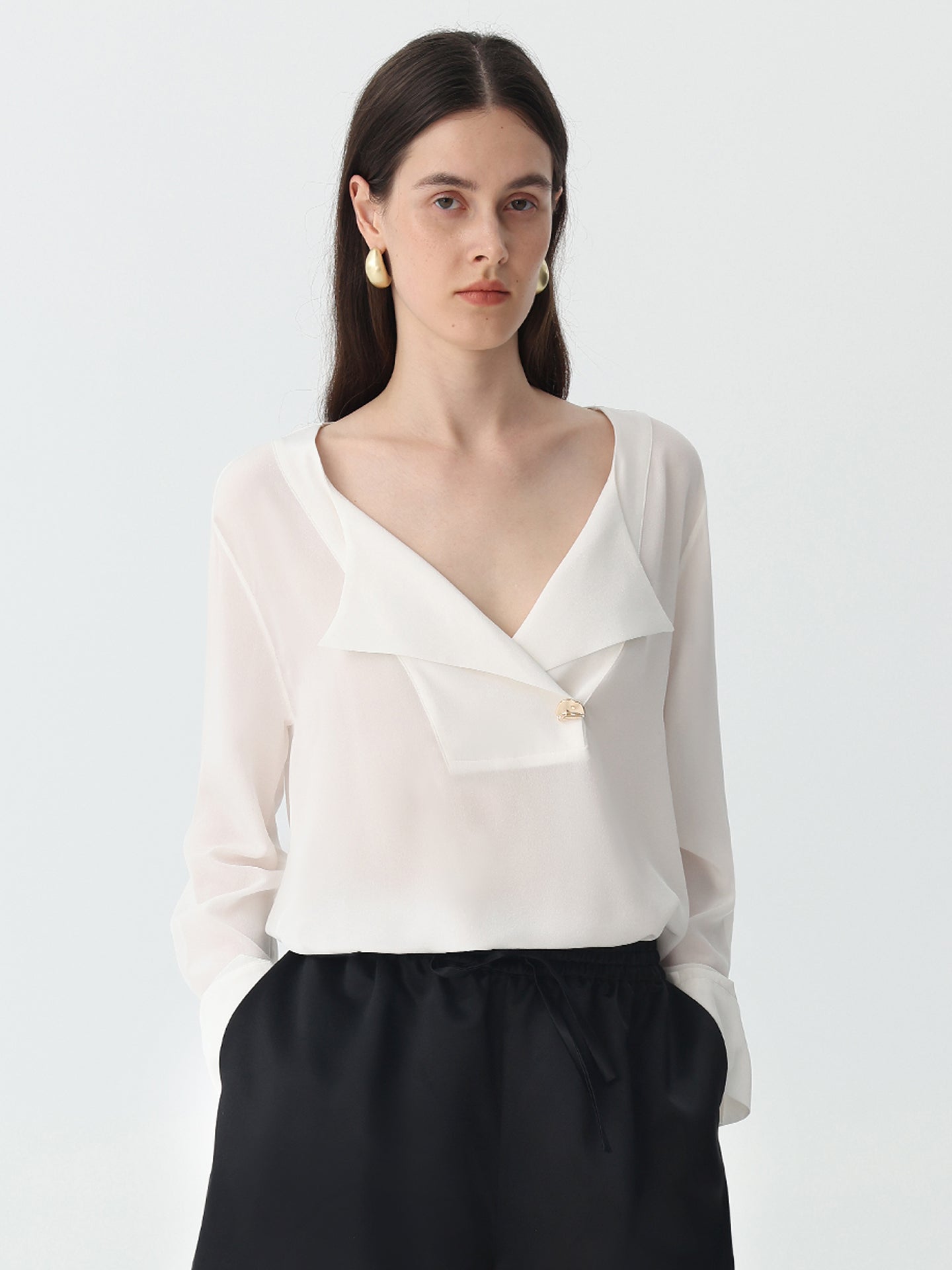 Sheer Pullover Top #color_White
