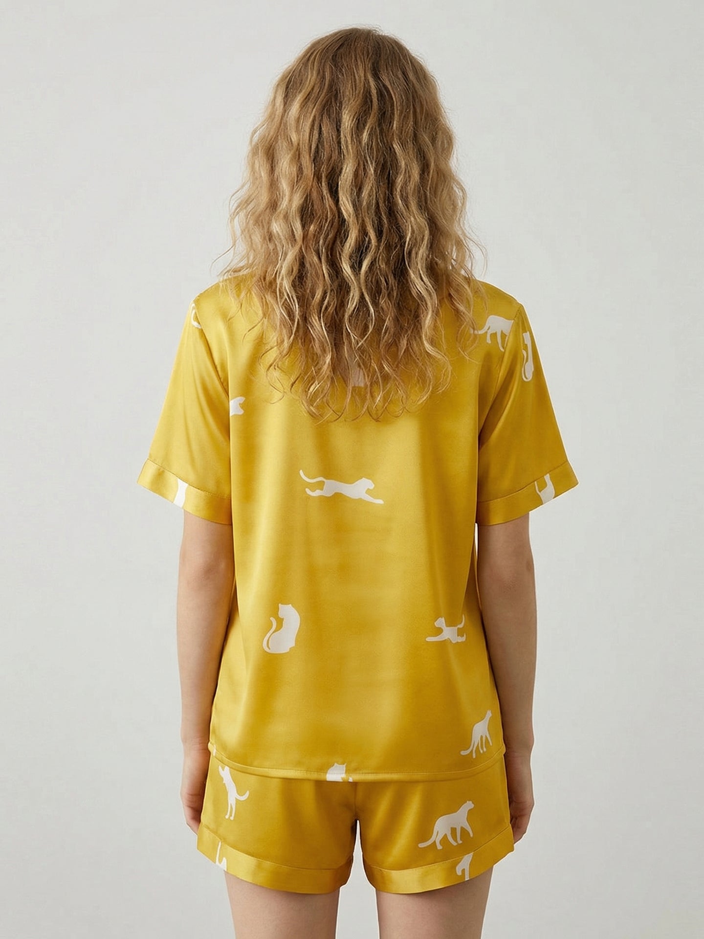 Silk Leopard Print Pajama Set#color_Golden
