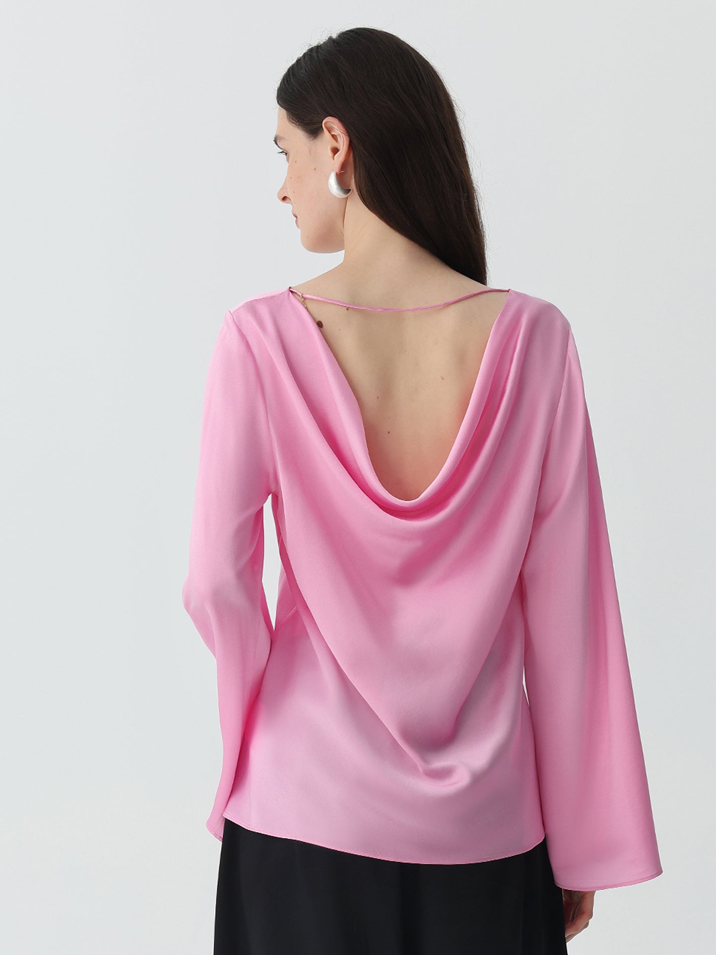 Women's Cowl Neck Silk Blouse #color_Pink Prism