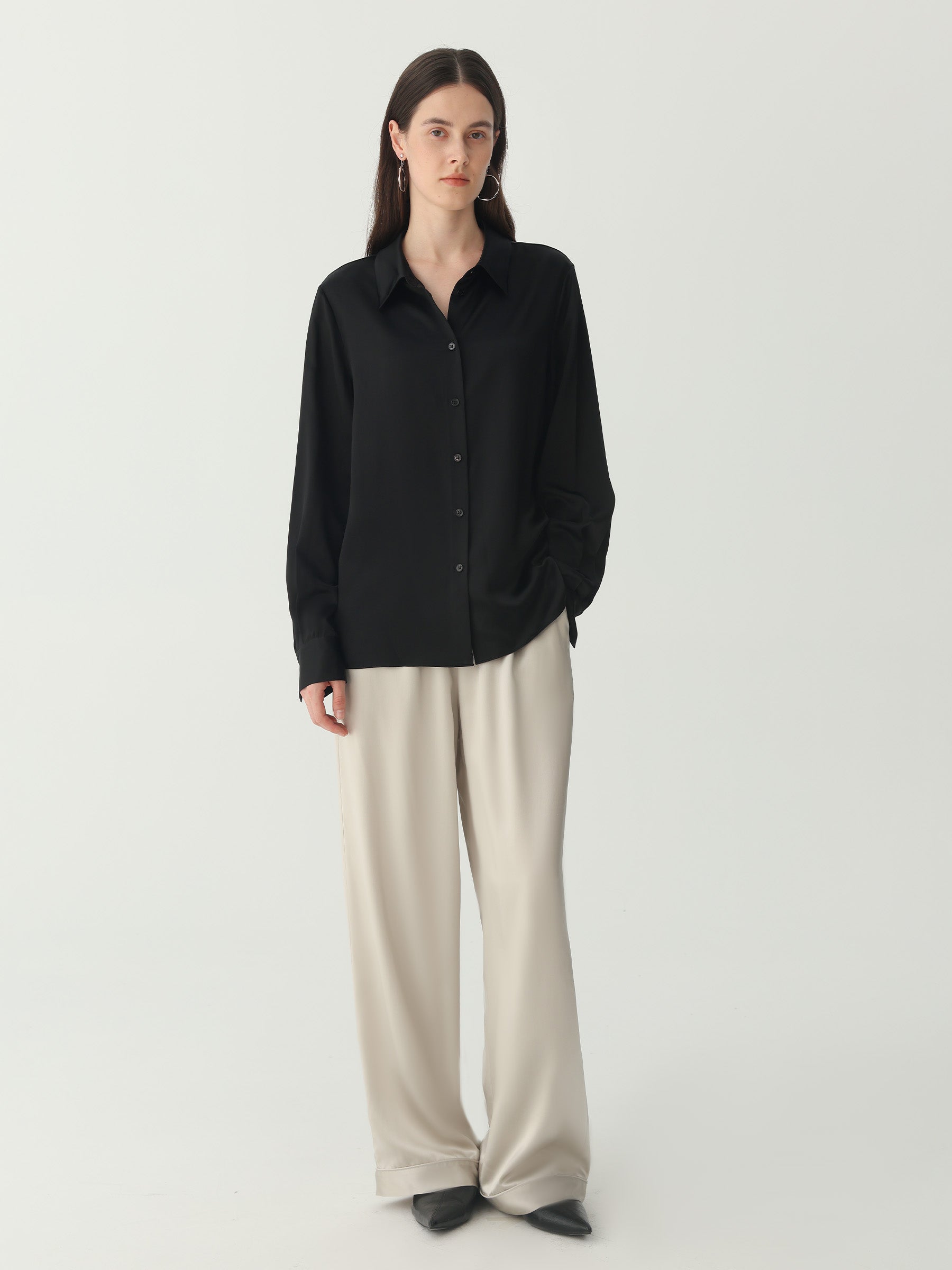 Hyaluronic-Infused Silk Shirt #color_Black