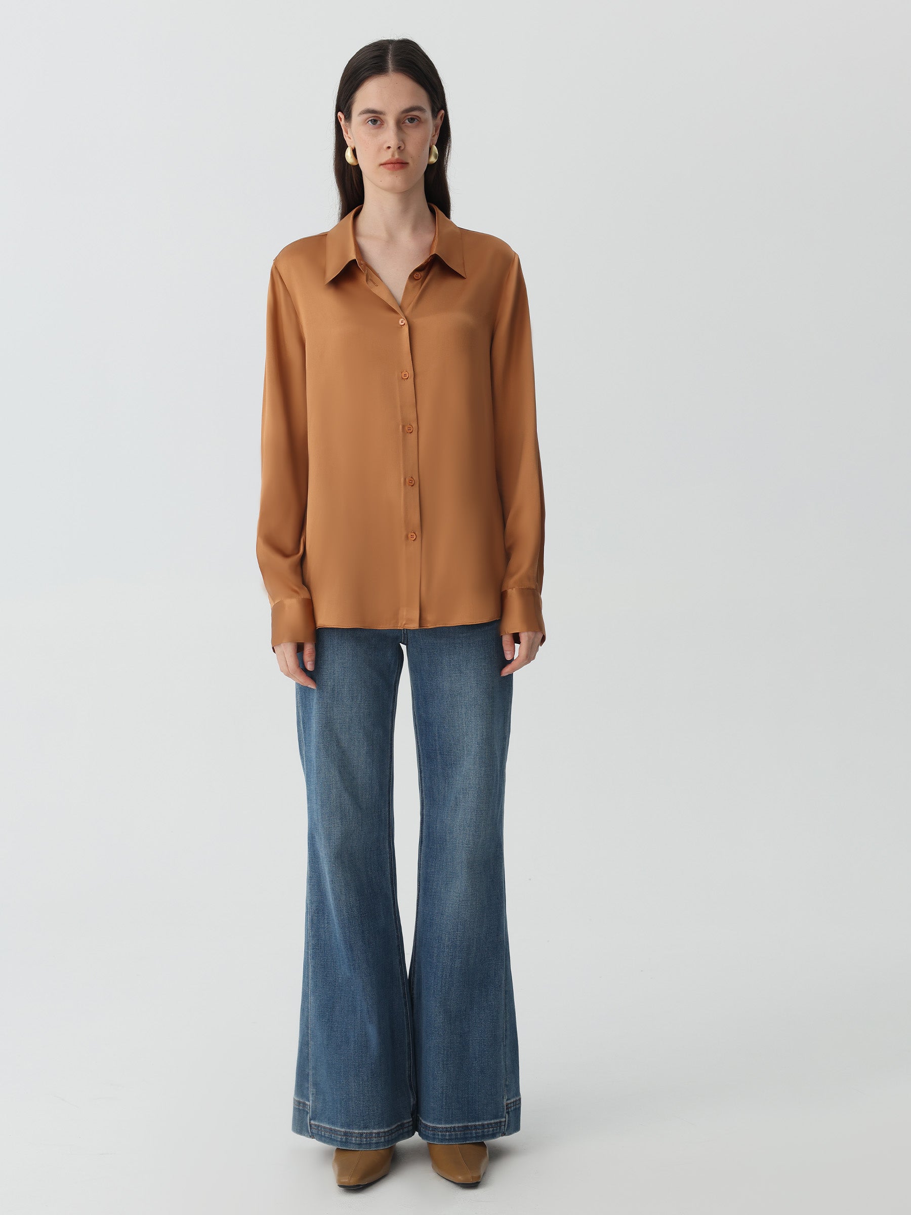 Hyaluronic-Infused Silk Shirt #color_Mud Gold