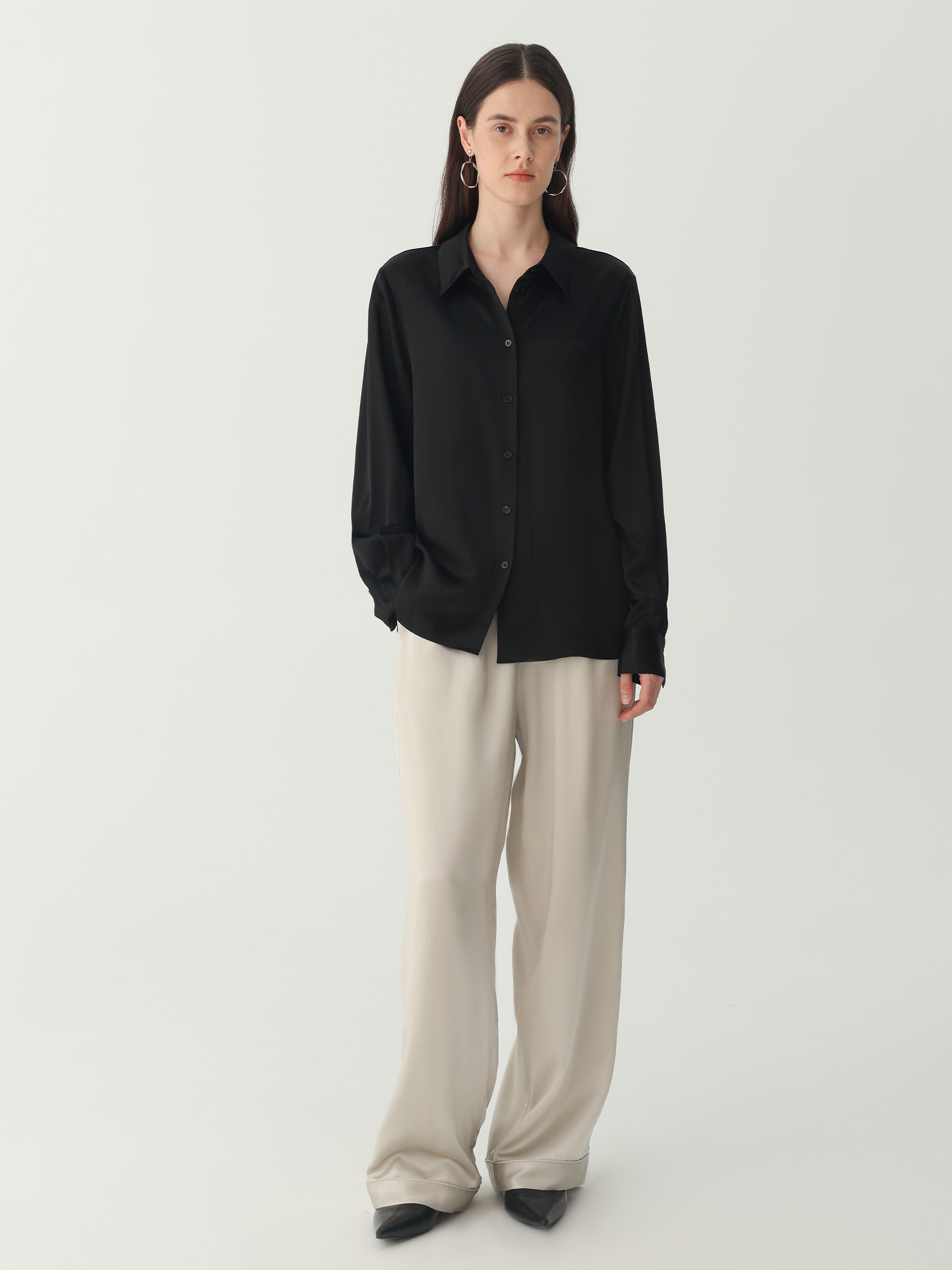 Hyaluronic-Infused Silk Shirt #color_Black