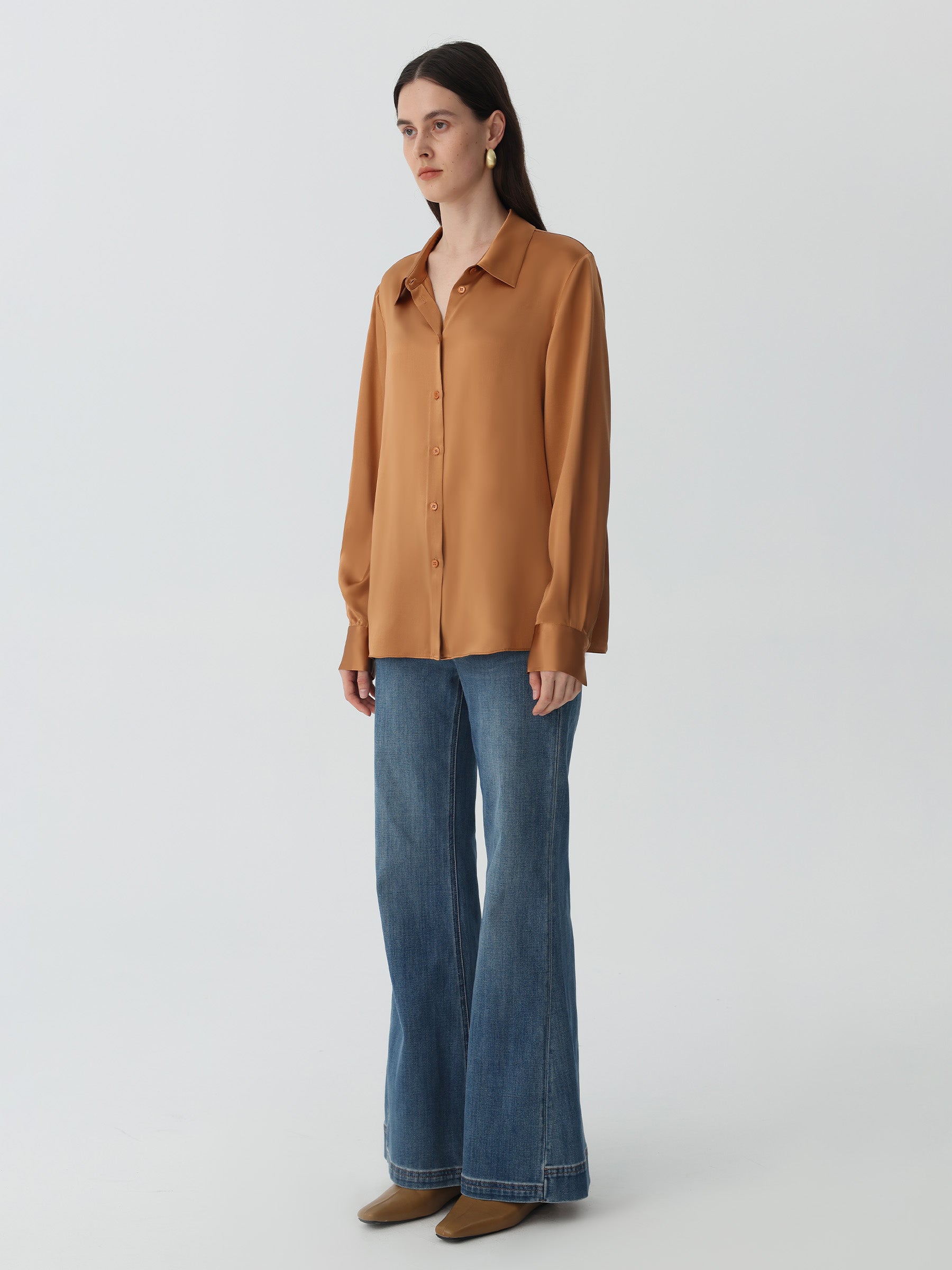 Hyaluronic-Infused Silk Shirt #color_Mud Gold