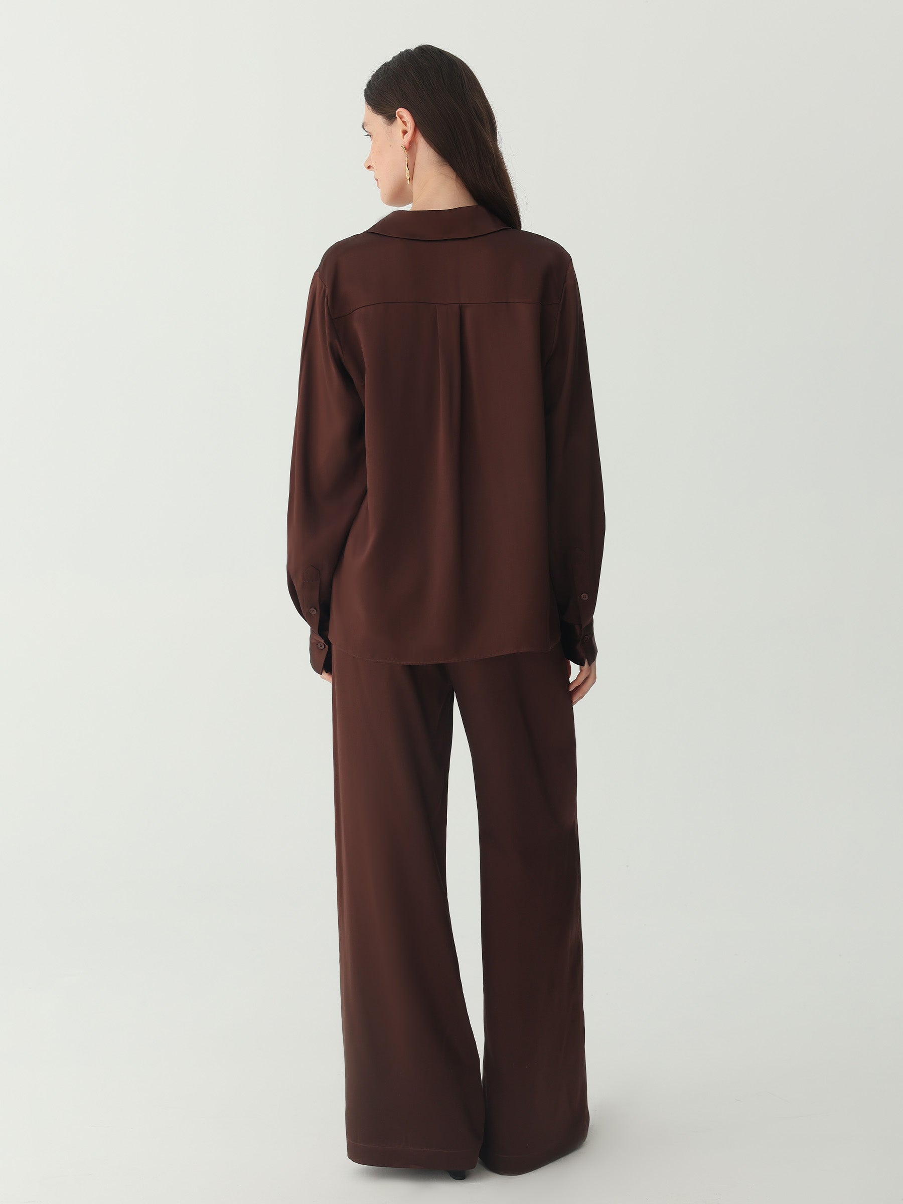 Hyaluronic-Infused Silk Shirt #color_Chocolate