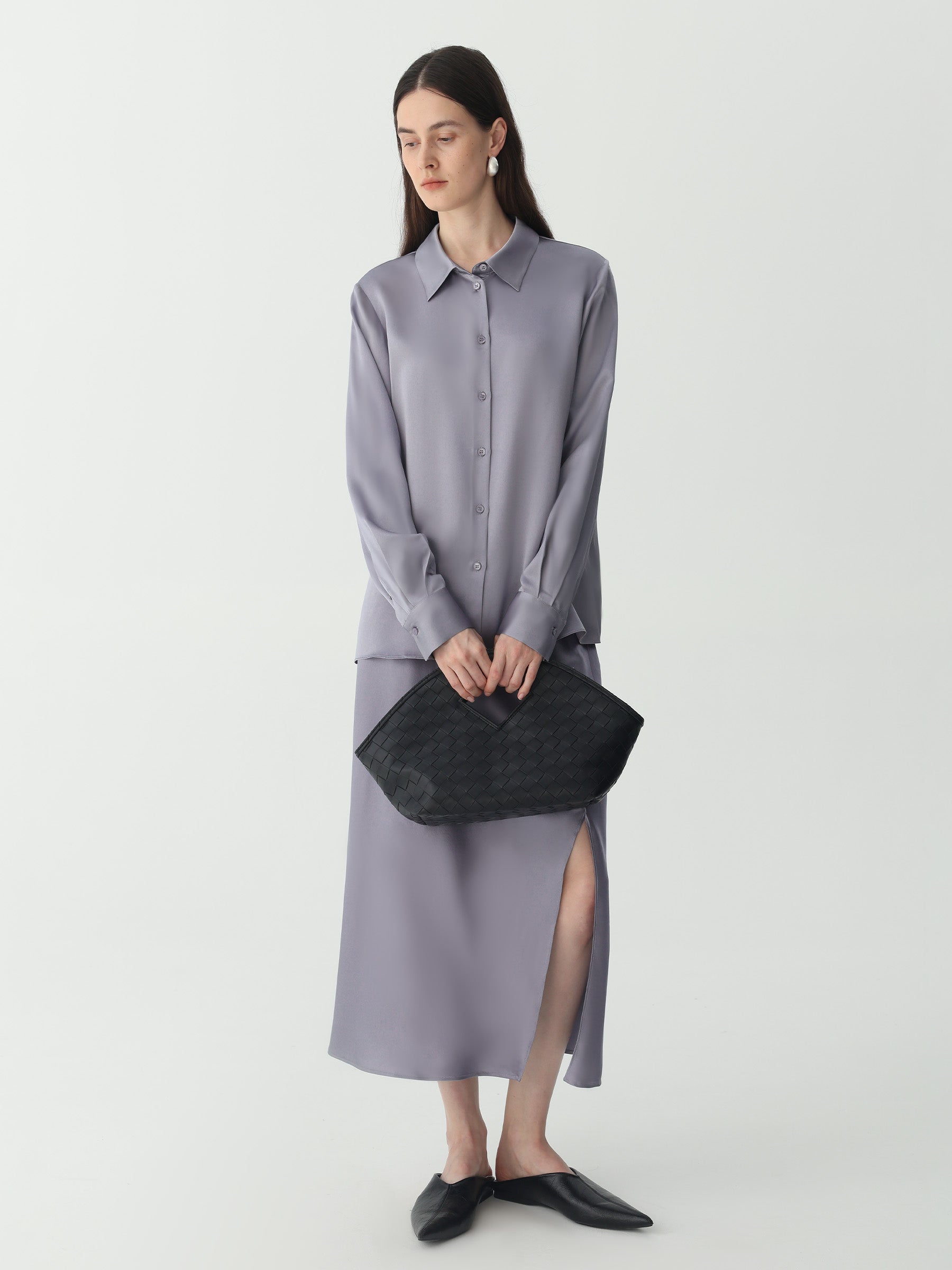 Hyaluronic-Infused Silk Shirt #color_Indigo Gray