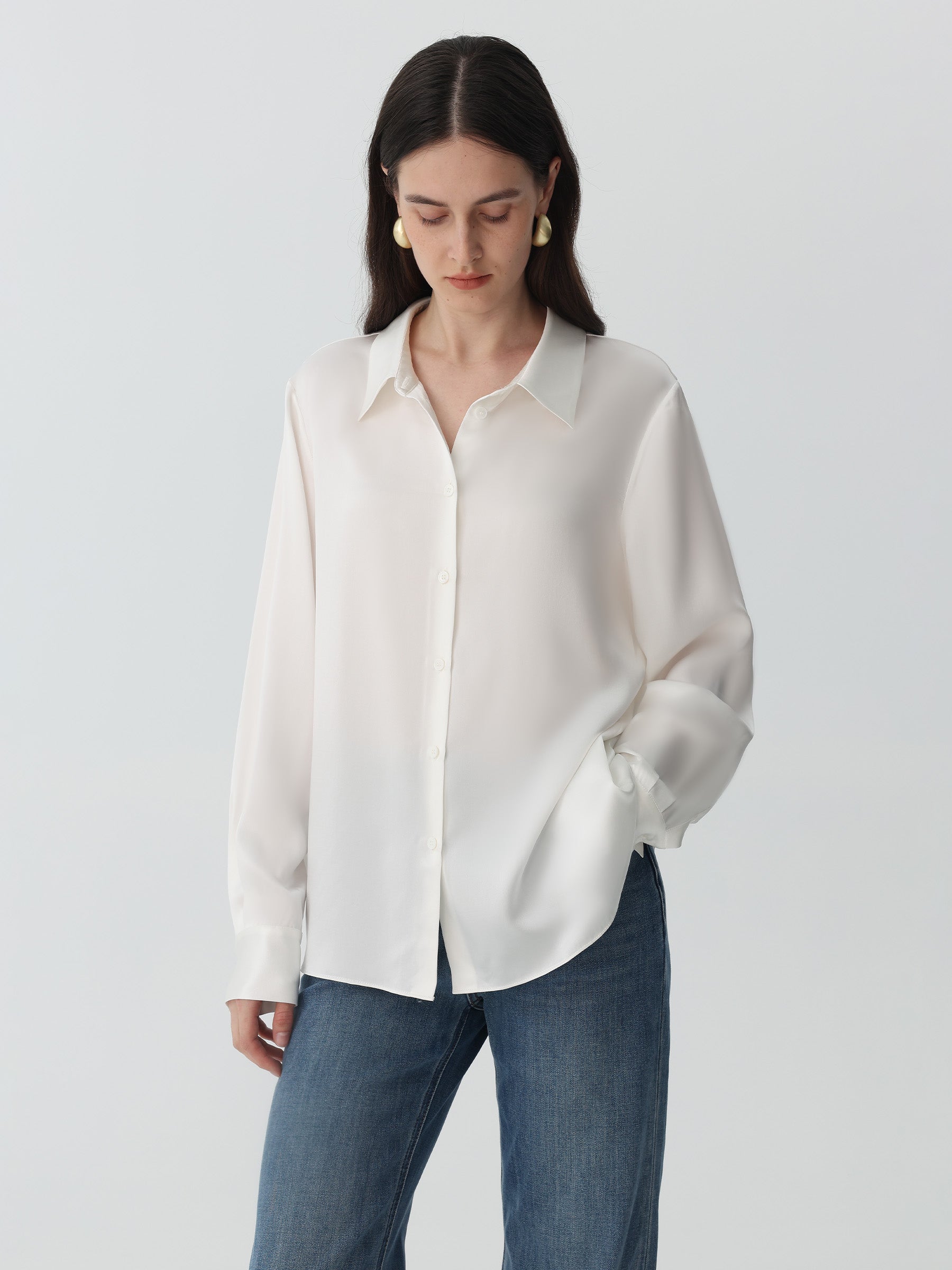 Hyaluronic-Infused Silk Shirt #color_White