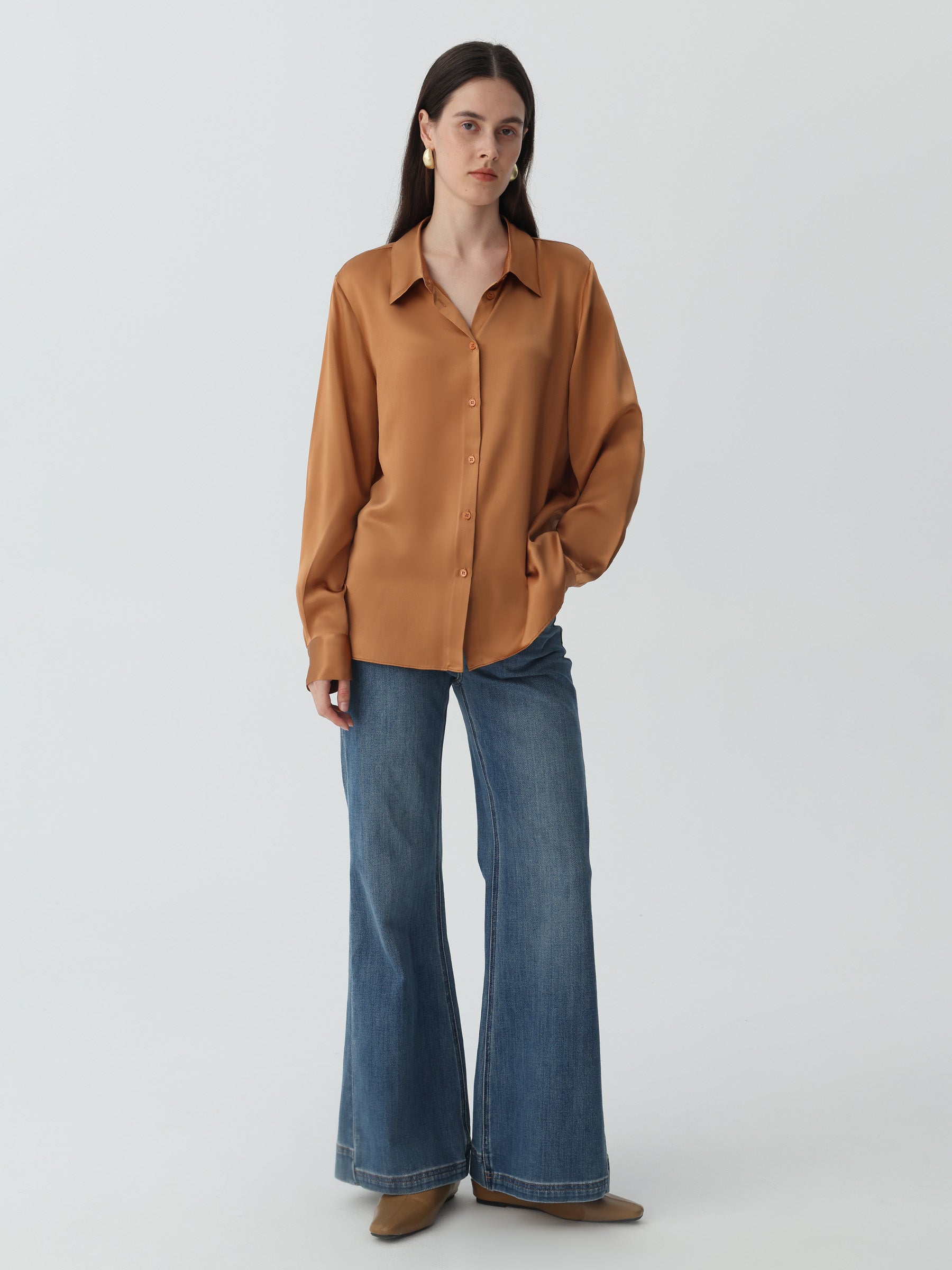 Hyaluronic-Infused Silk Shirt #color_Mud Gold