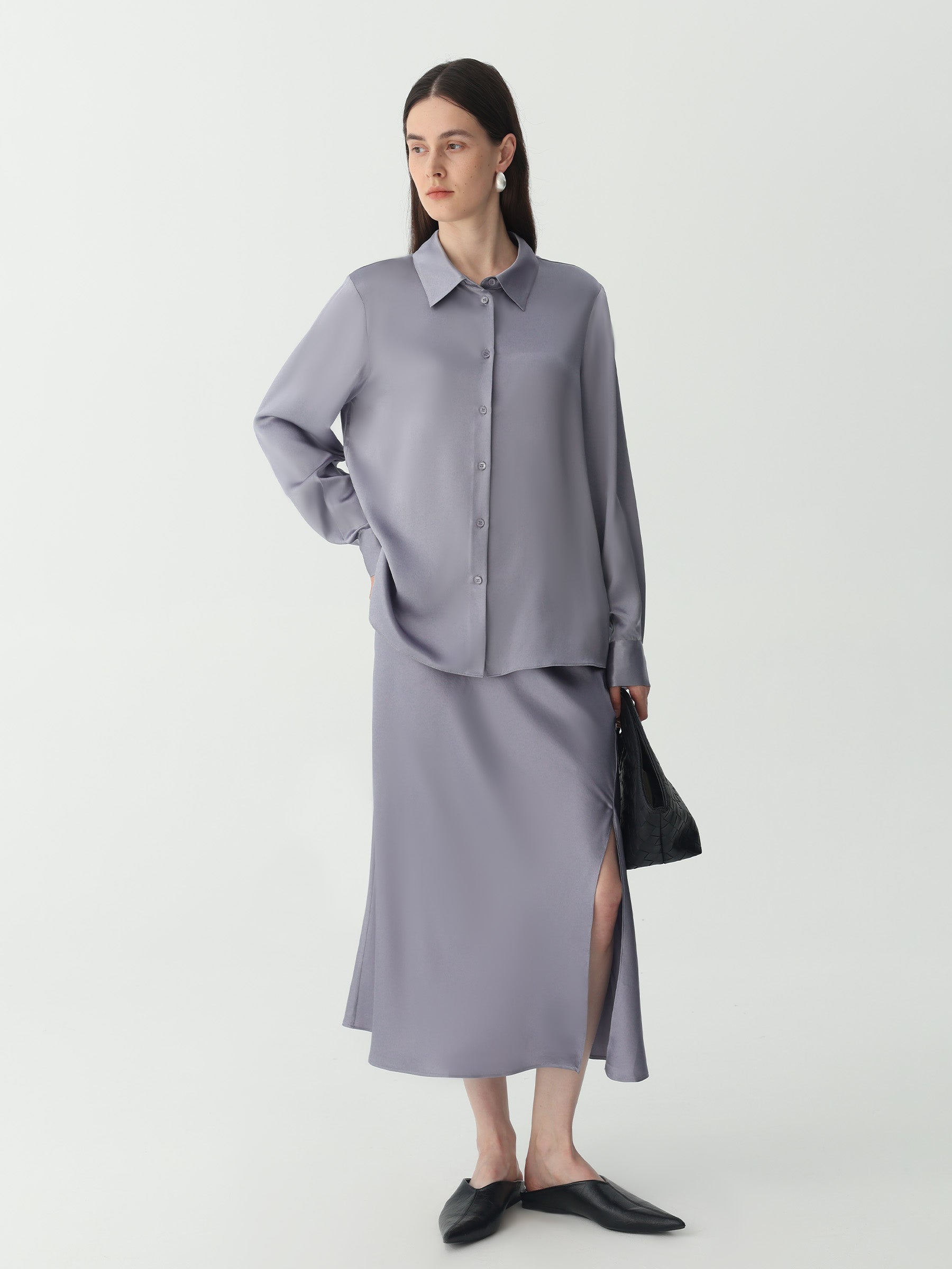 Hyaluronic-Infused Silk Shirt #color_Indigo Gray