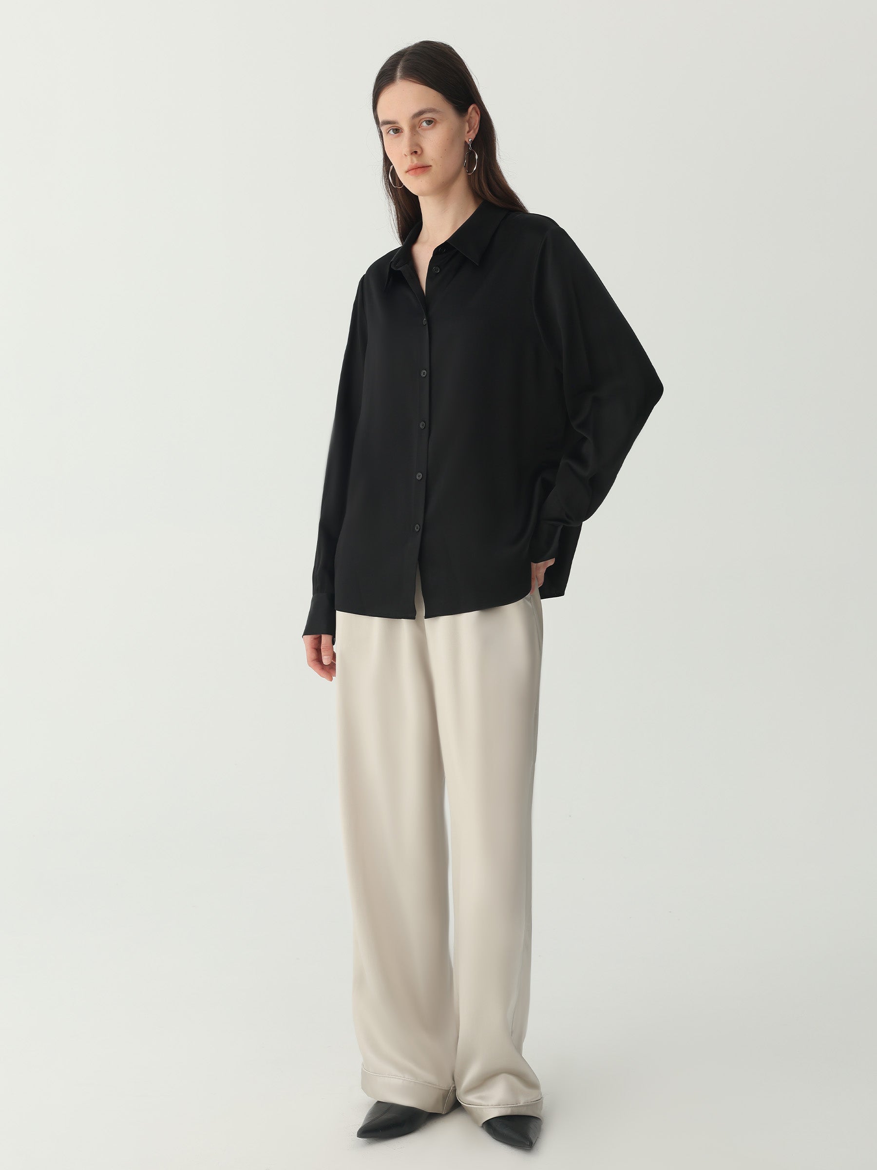 Hyaluronic-Infused Silk Shirt #color_Black