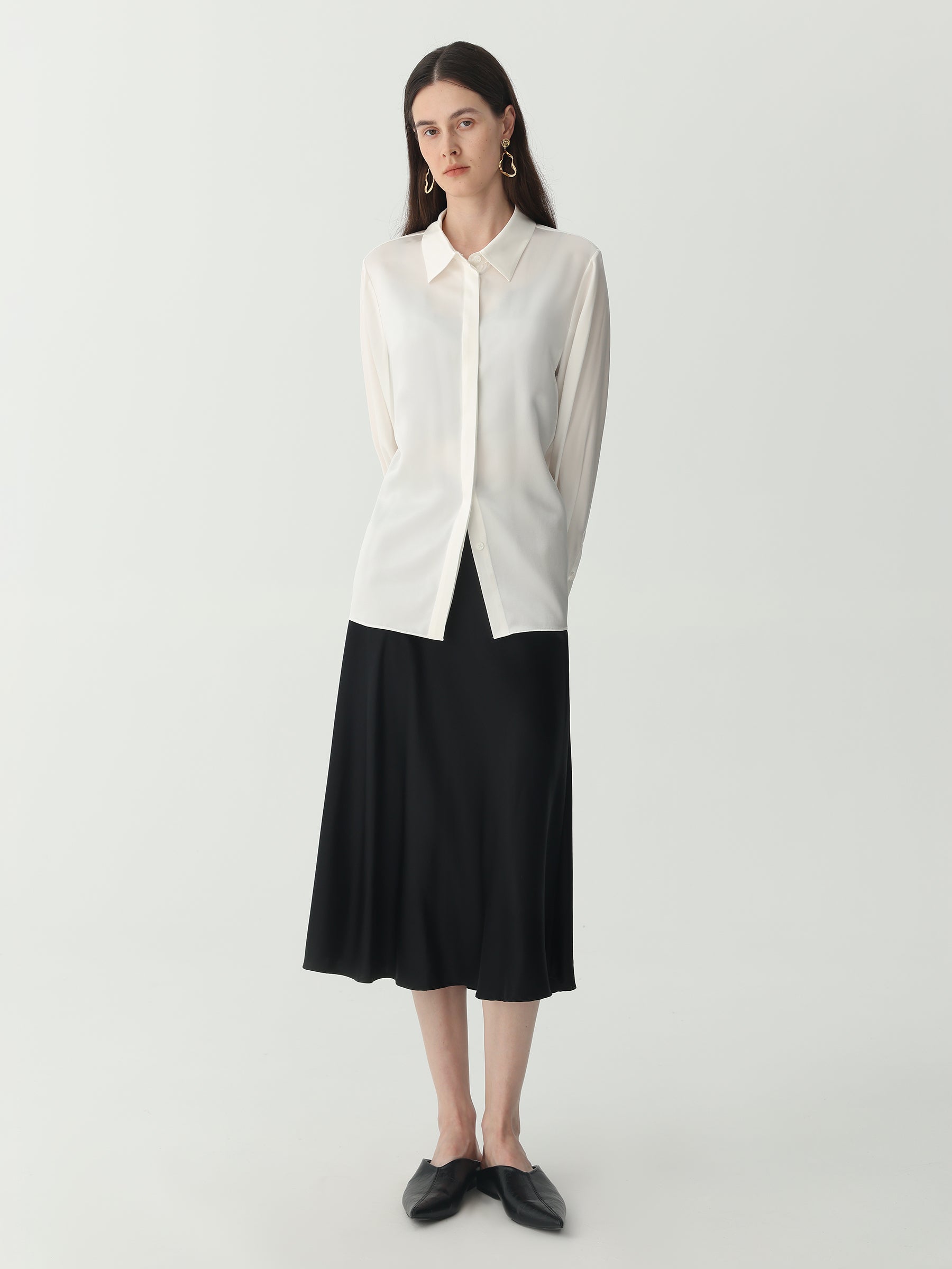 Washable Blouse in silk #color_Ivory White