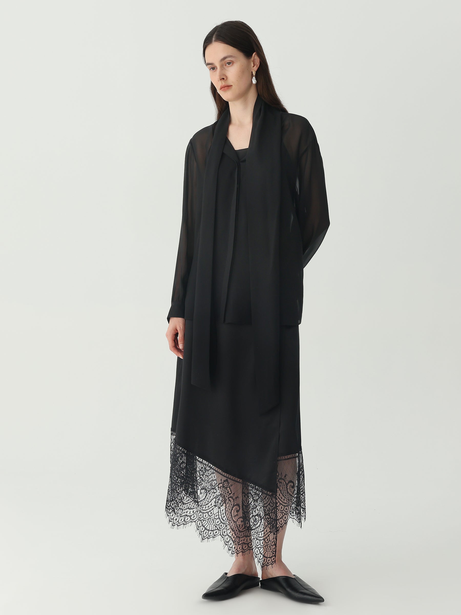 Tie Neck Blouse #color_Black