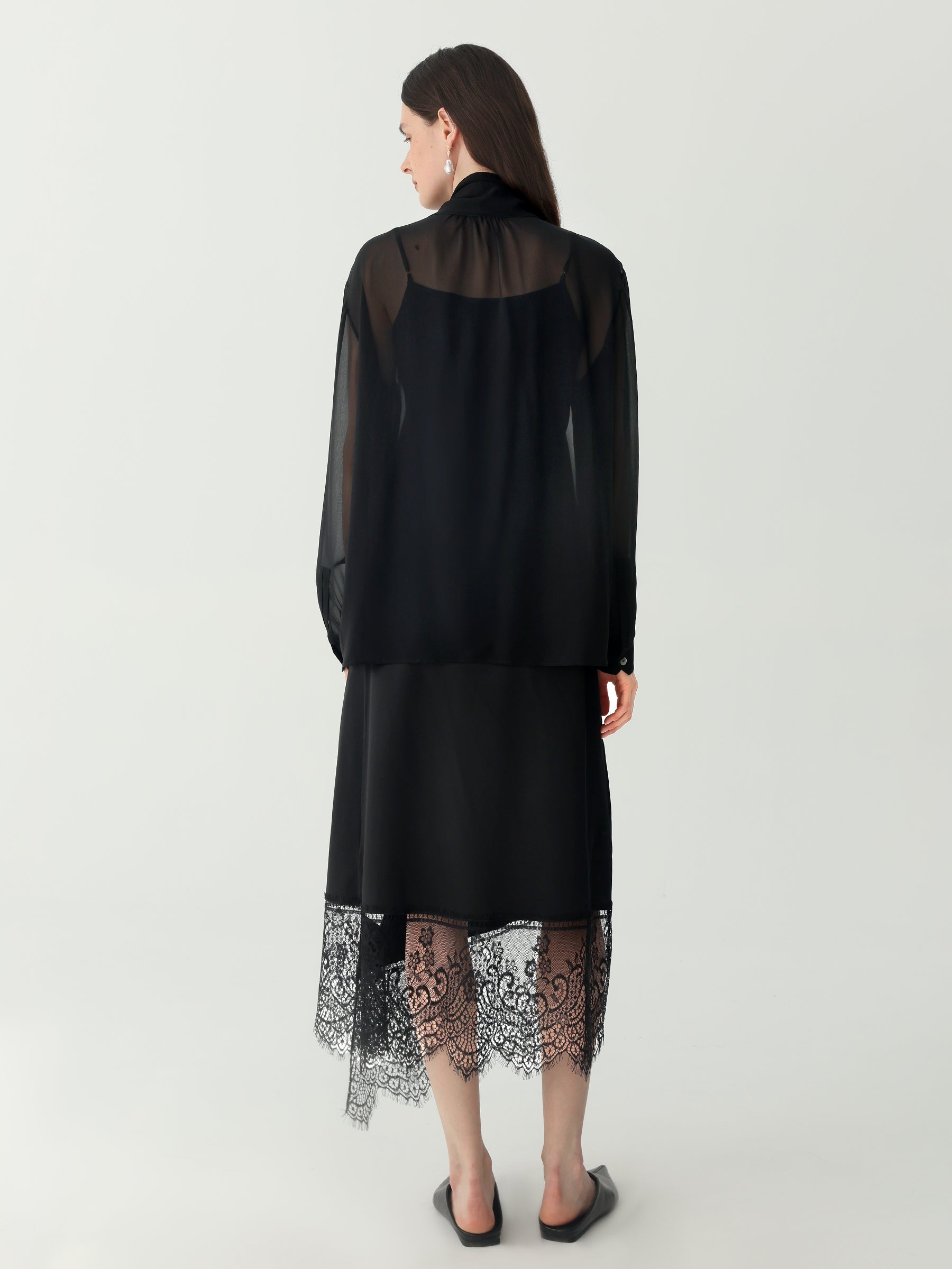 Tie Neck Blouse #color_Black