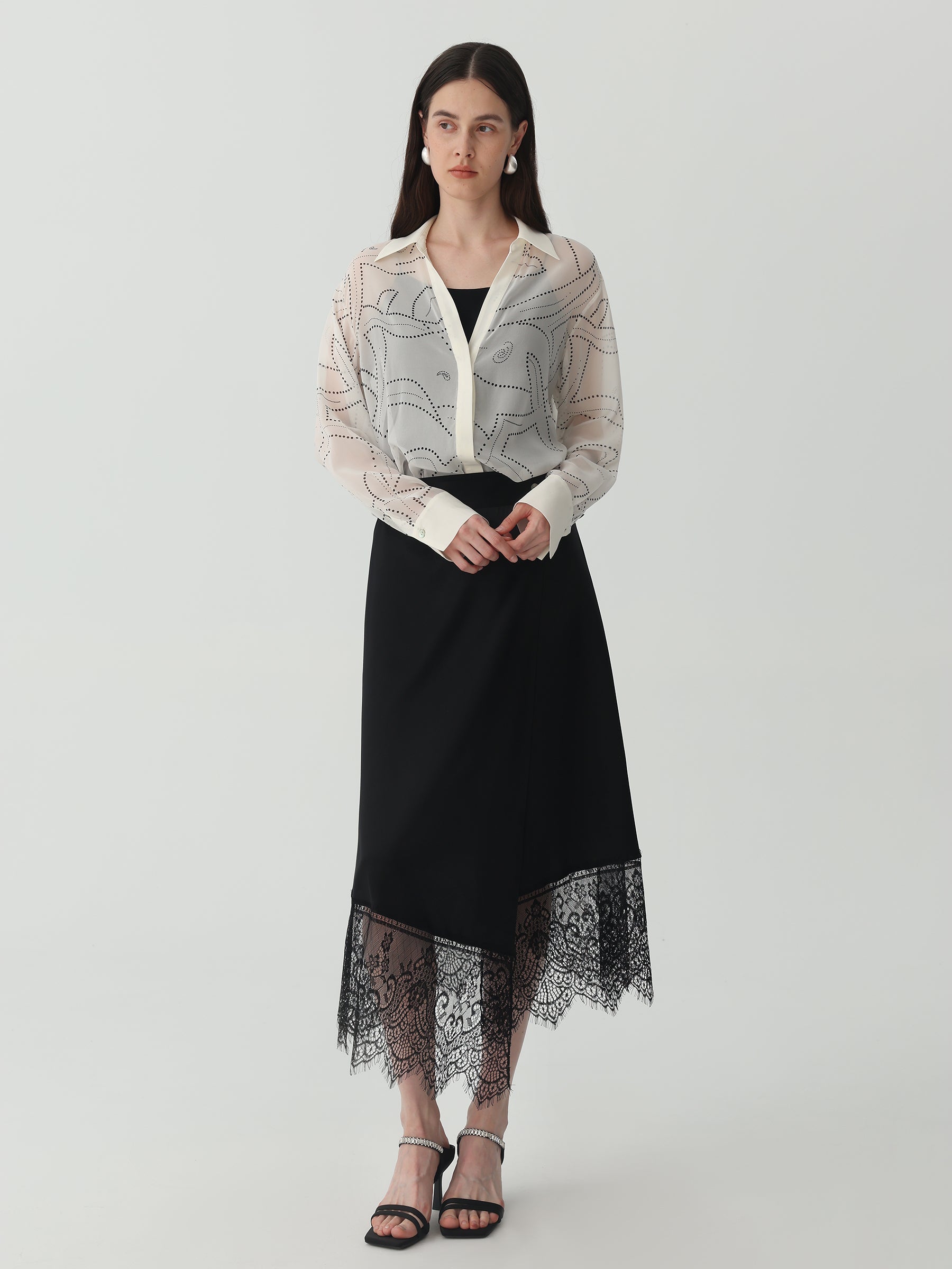 Polka Dots Shirt in Silk Georgette #color_Printed