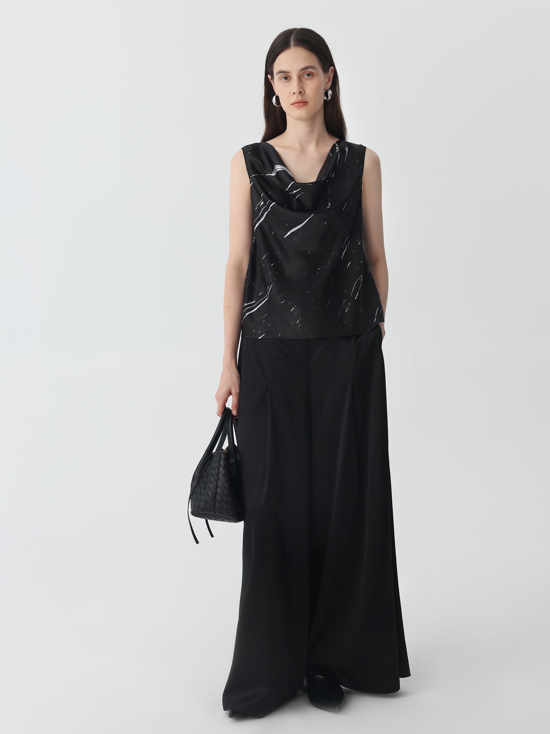 Wide-Leg Silk Pants #color_Black