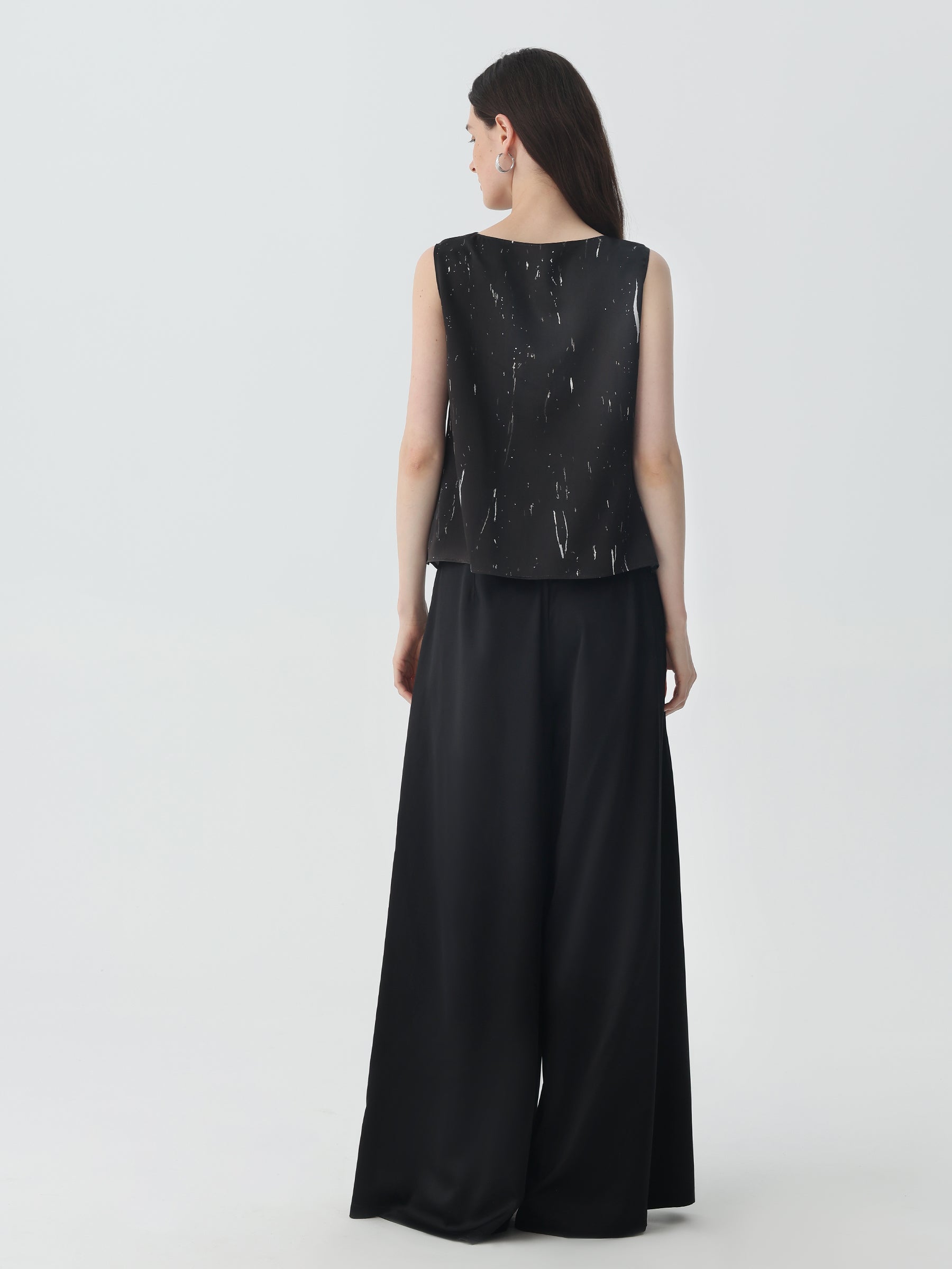 Wide-Leg Silk Pants #color_Black