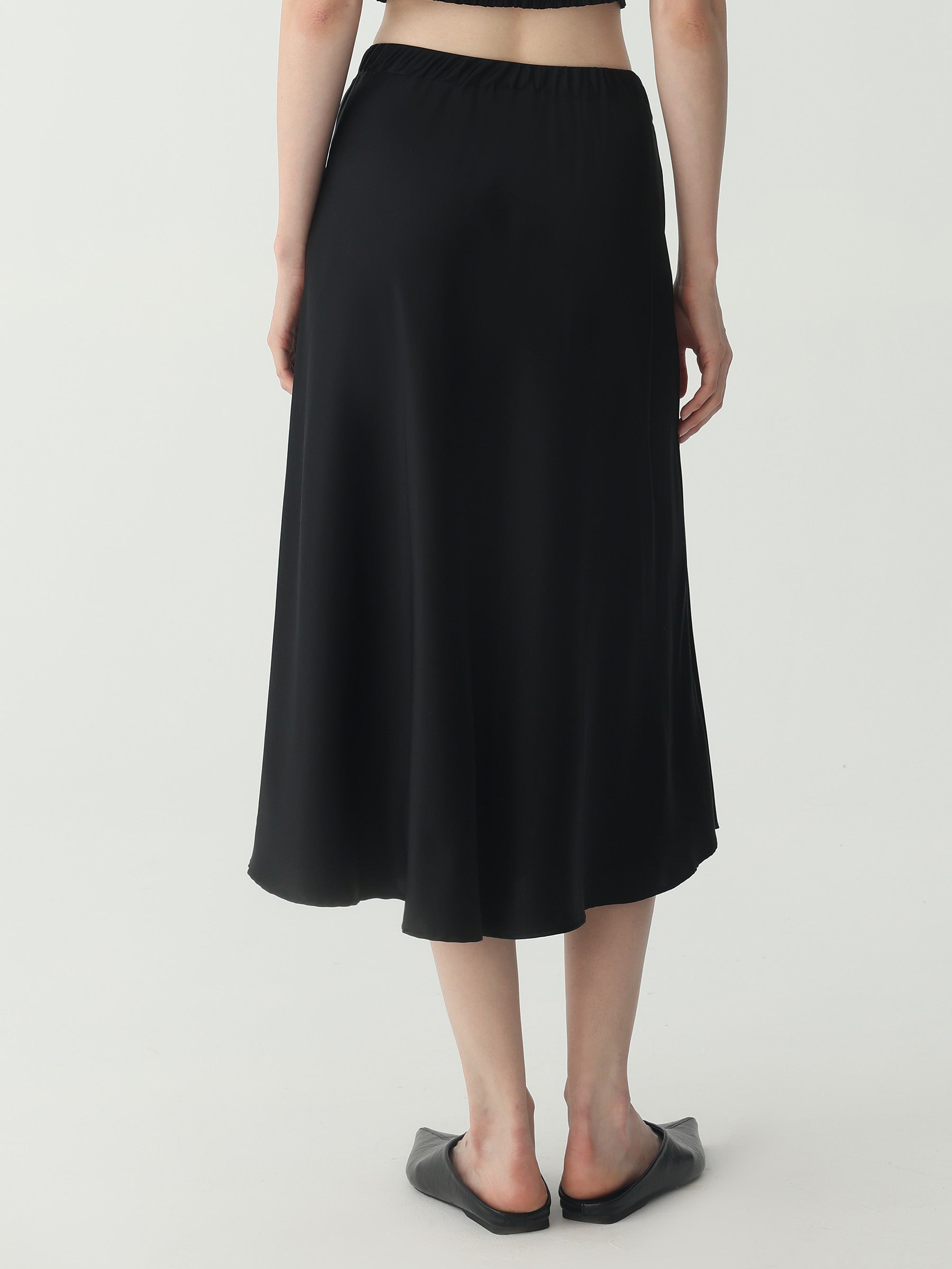 Bias-Cut Silk Skirt #color_Black