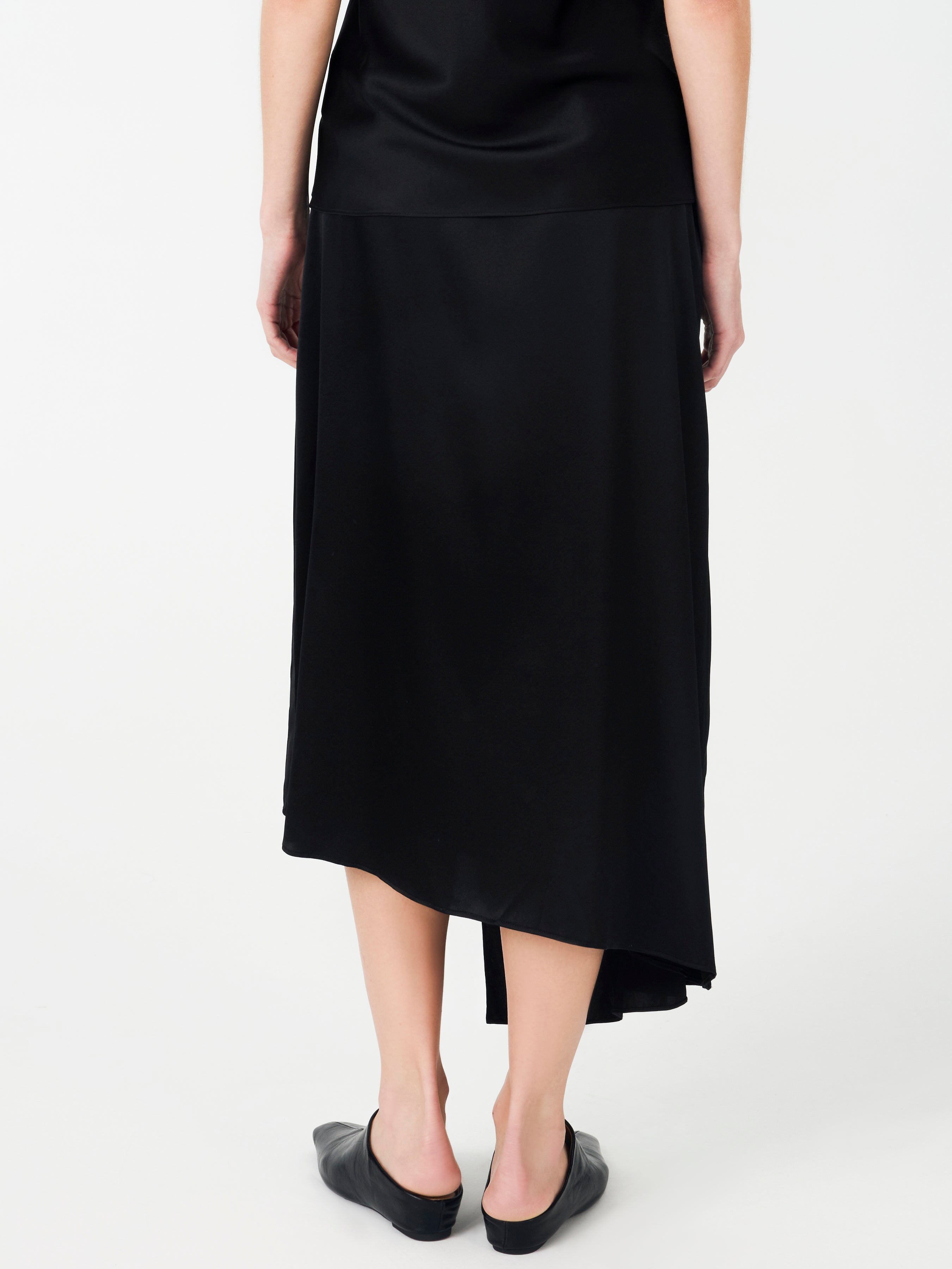 19 Momme Silk Wrap Midi Skirt#color_Black