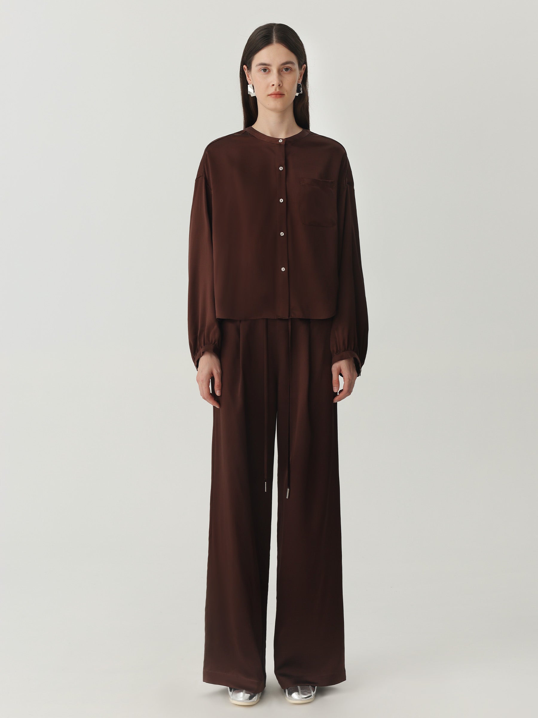 Straight-Leg Drawstring Pants #color_Choclate