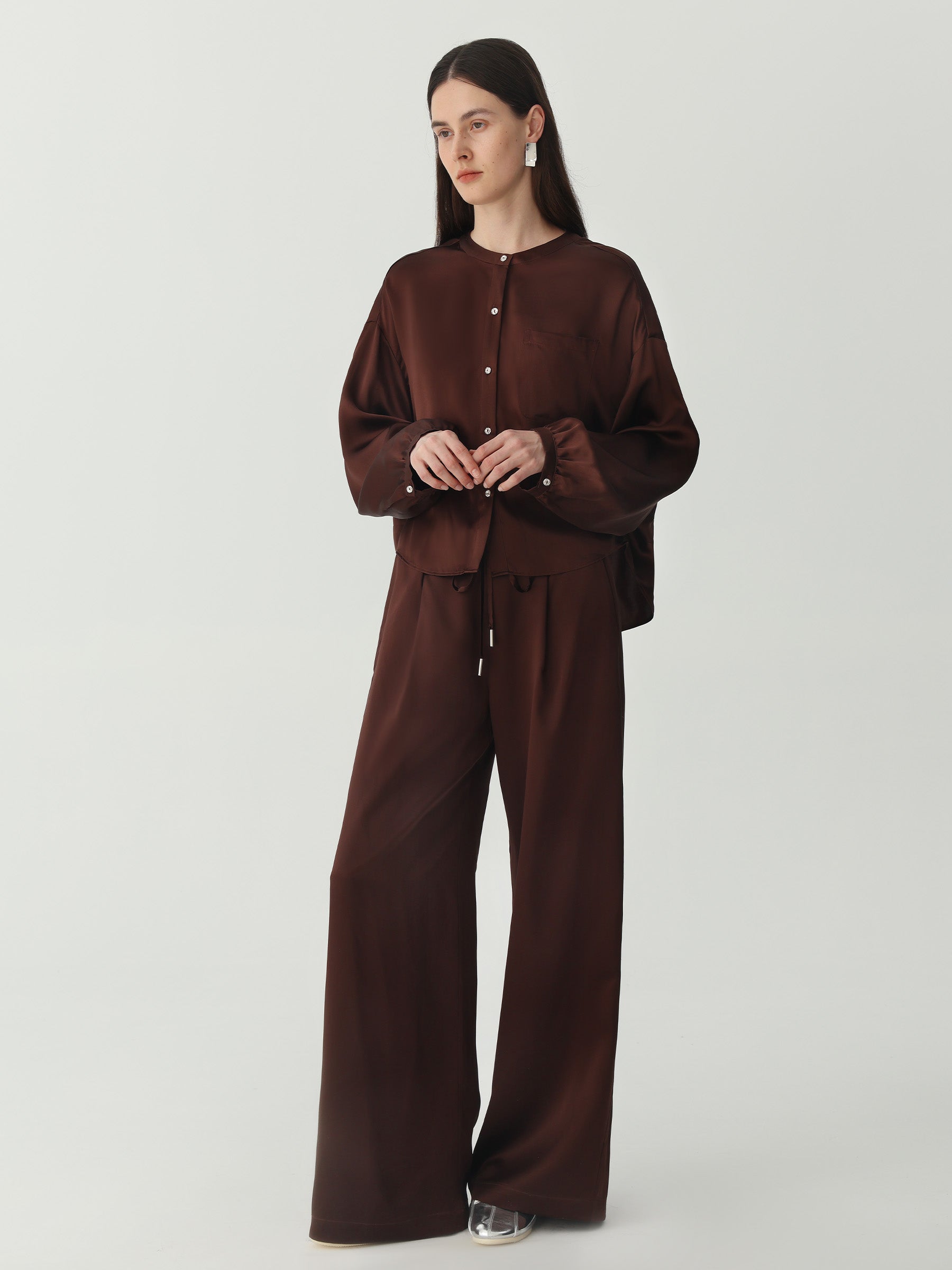 Straight-Leg Drawstring Pants #color_Choclate