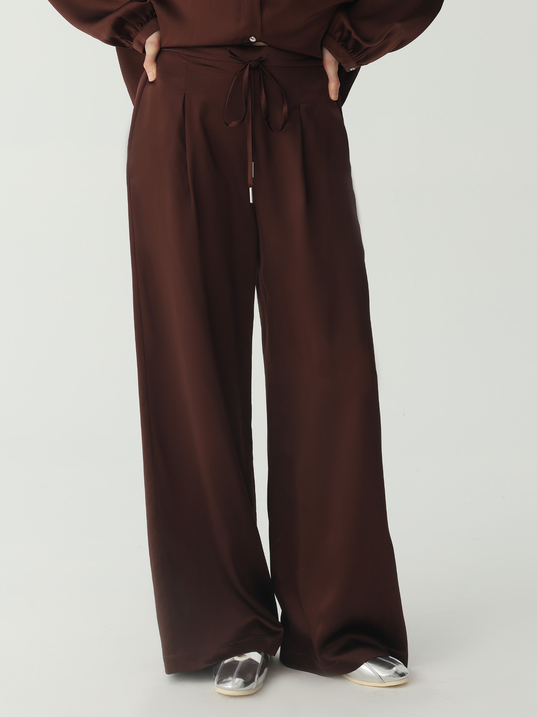Straight-Leg Drawstring Pants #color_Choclate