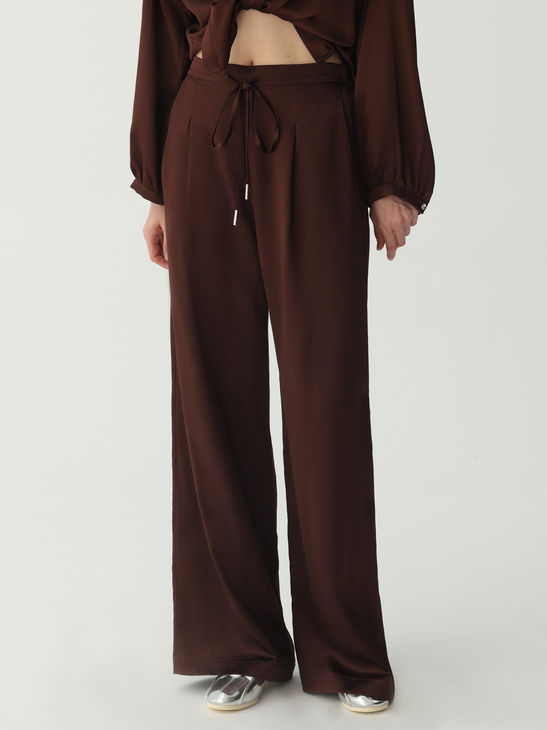 Straight-Leg Drawstring Pants #color_Choclate