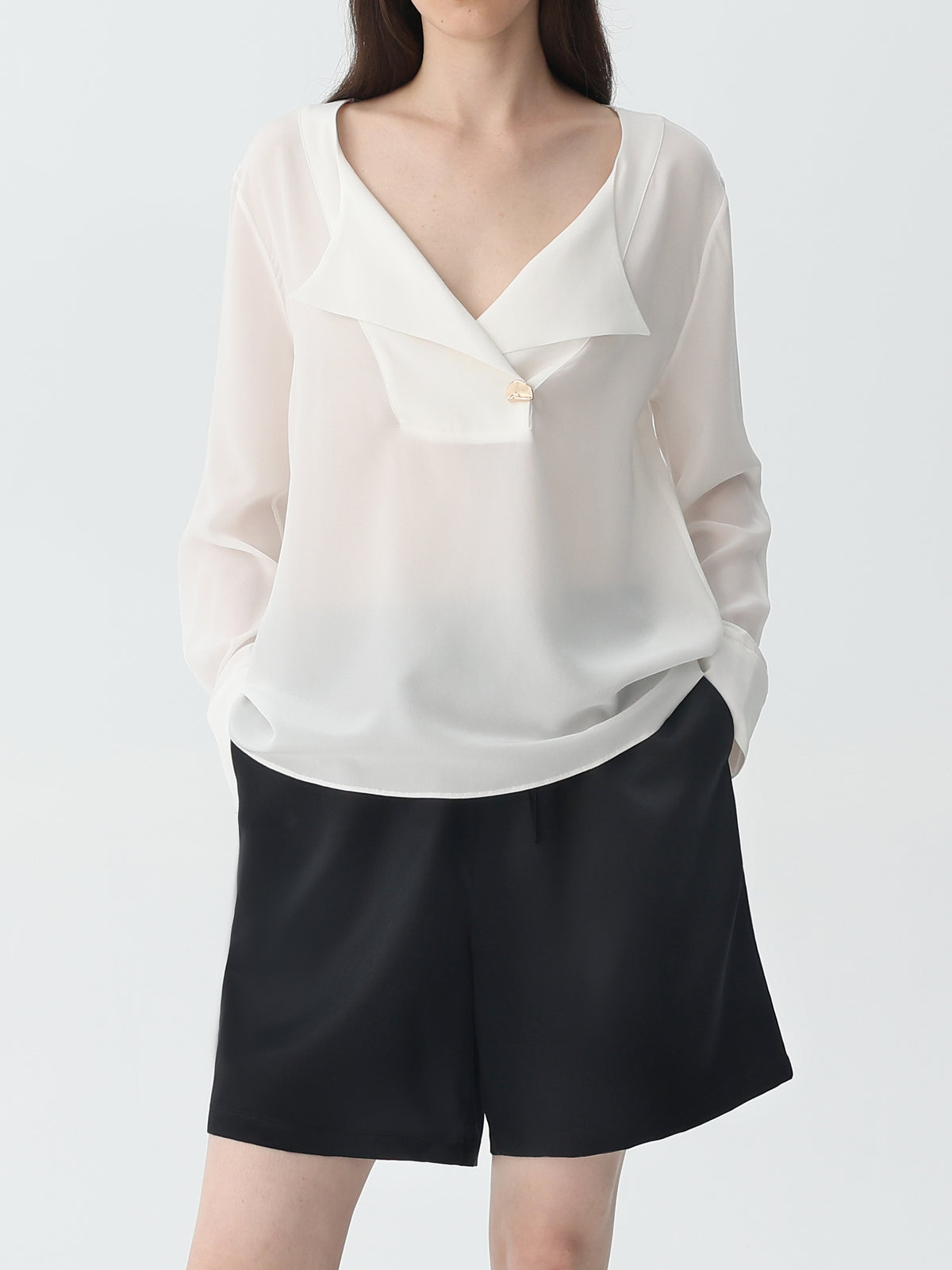 Silk-Wool Blend Shorts #color_Black