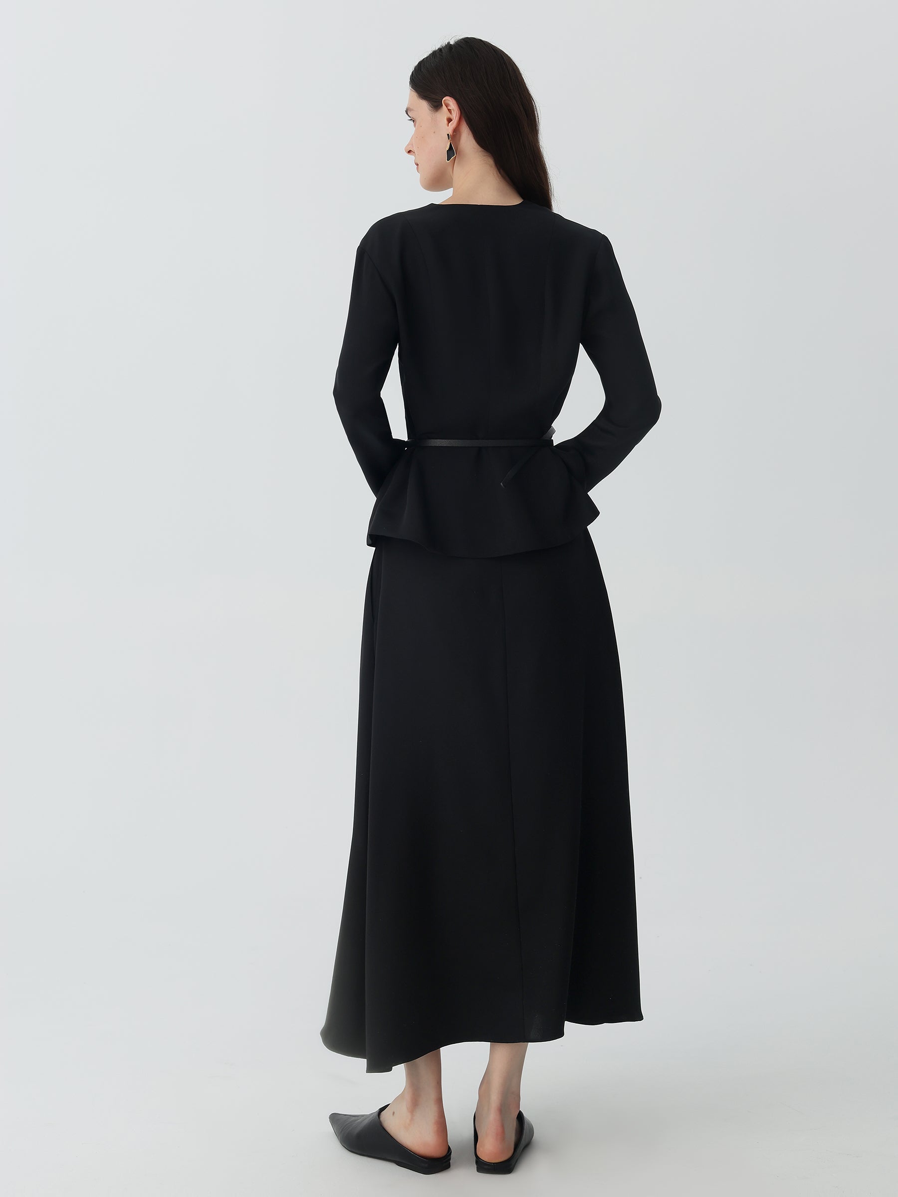 V-Neck Heavy Silk Crepe Cropped Jacket