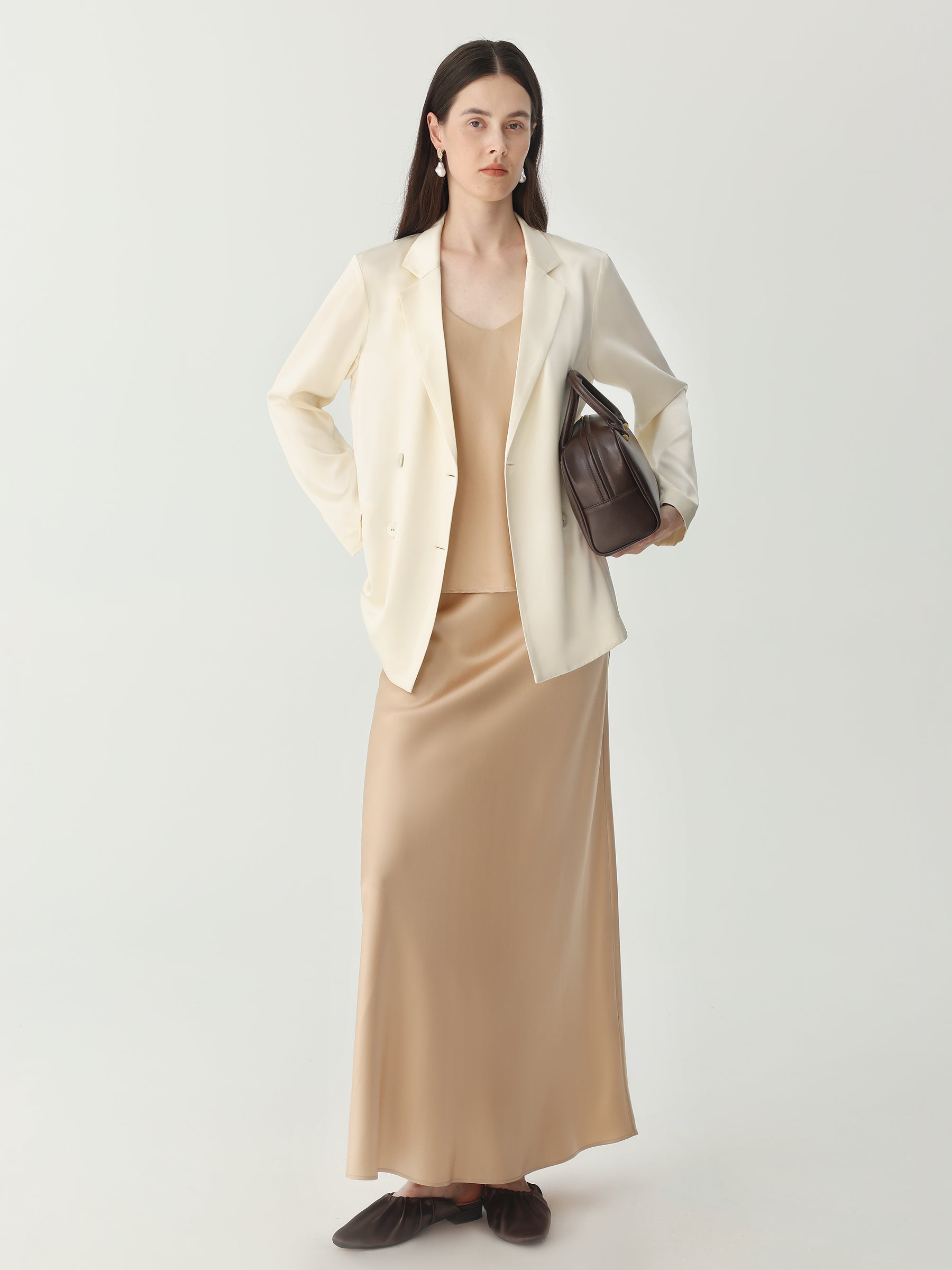 Silk Sleek Blazer Ladies #color_White