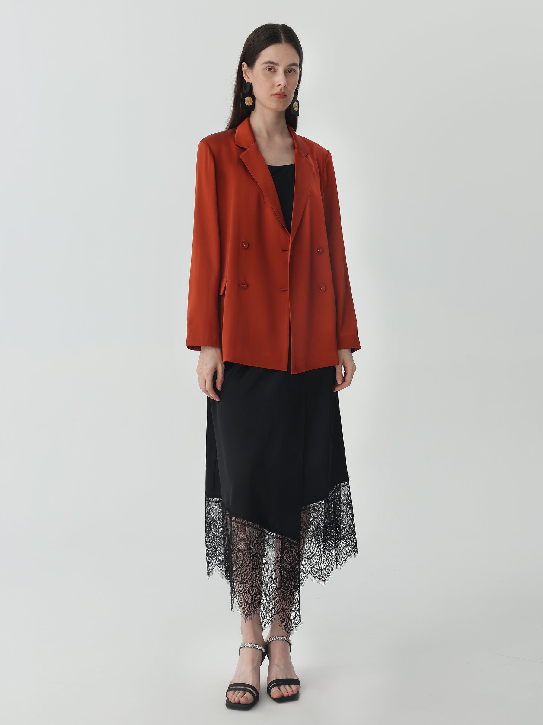 Silk Sleek Blazer Ladies #color_Red-wine
