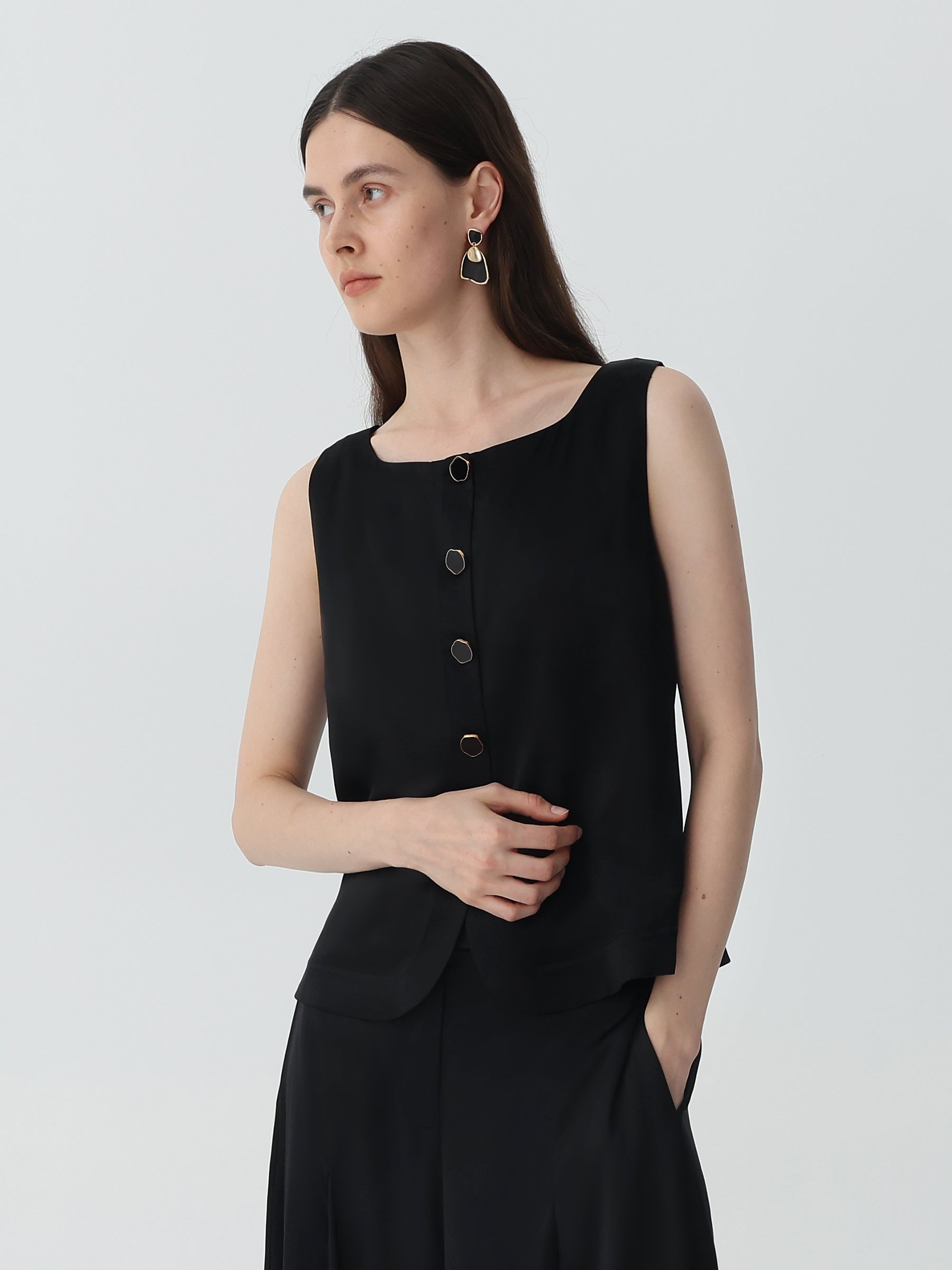 Women's Boat Neck Silk Vest