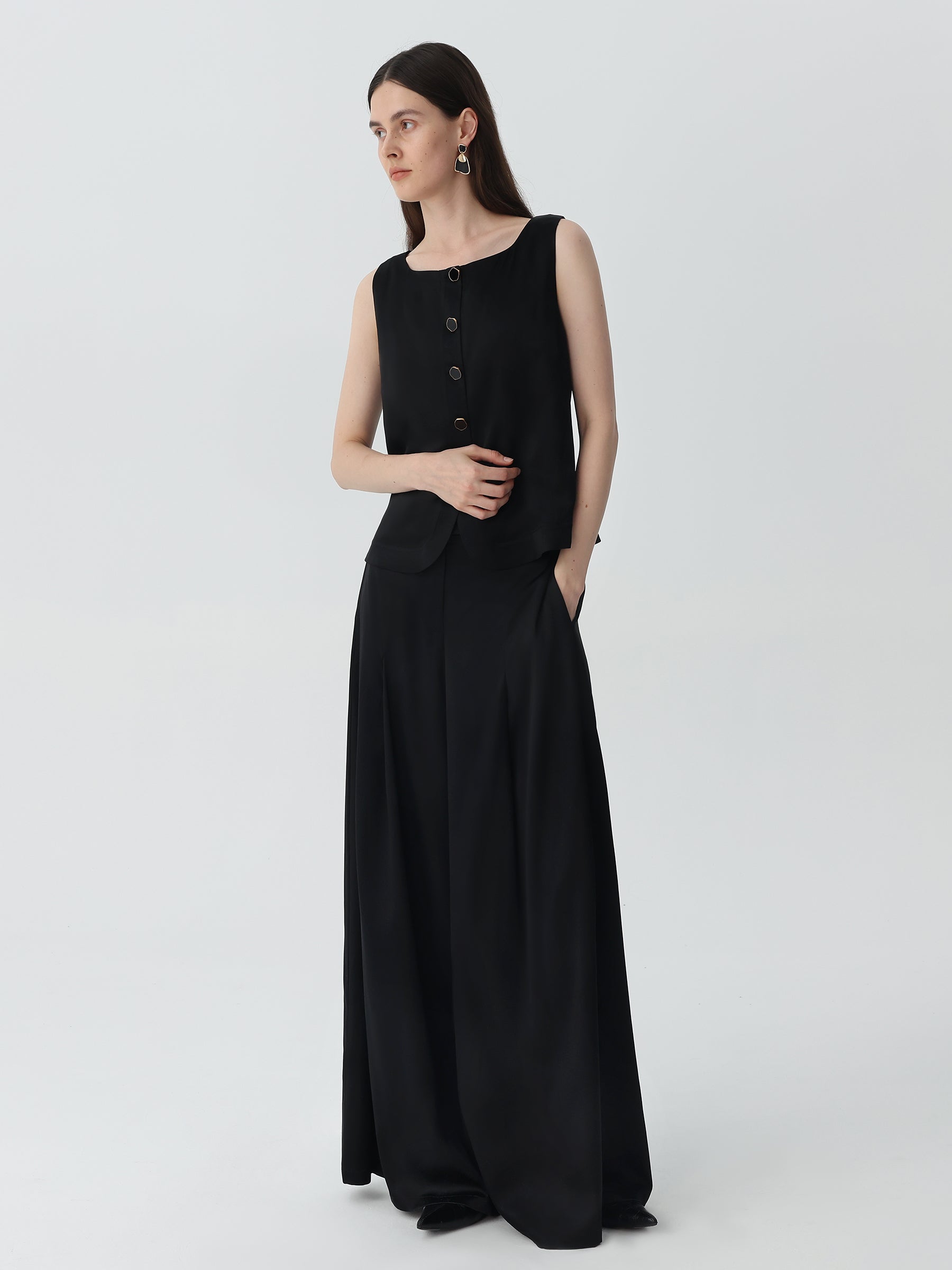 Women's Boat Neck Silk Vest