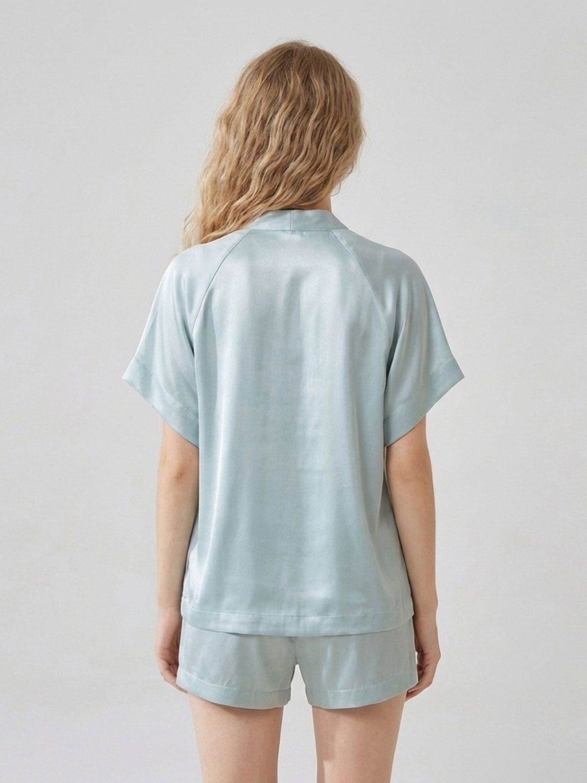 Luxe Mulberry Silk Pajama Set#color_Mint Green