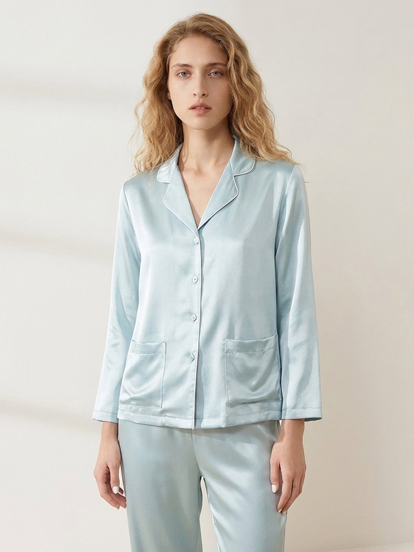 Ultimate 22 Momme Silk Pajamas#color_Baby Blue